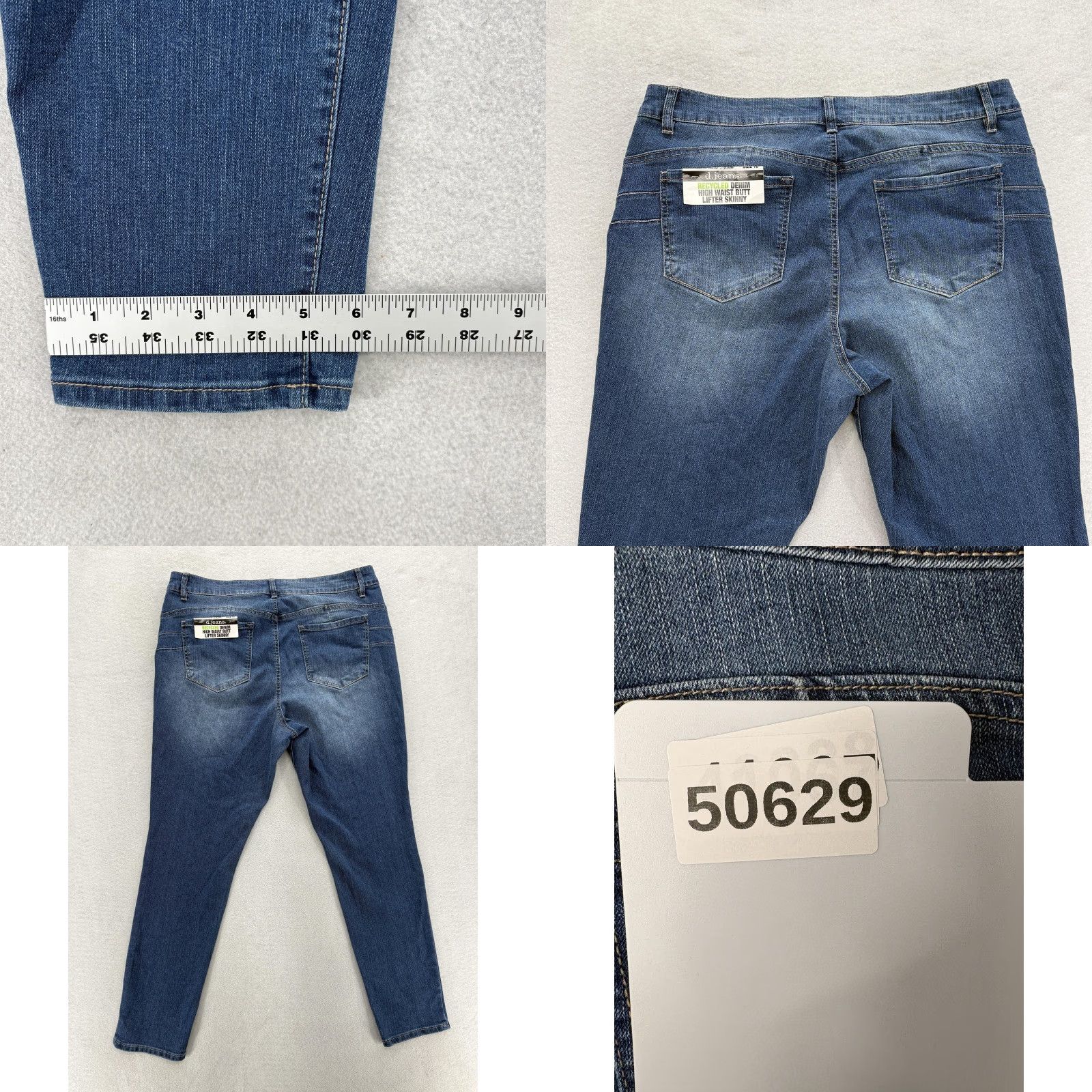 Vintage D. Jeans Recycled Denim Skinny Jeans Womens 16 Blue High Waist Button Fly NWT Jeans Womens 16 Blue High Waist Button Fly NWT Size 38" / US 16 / IT 52 - 8 Thumbnail