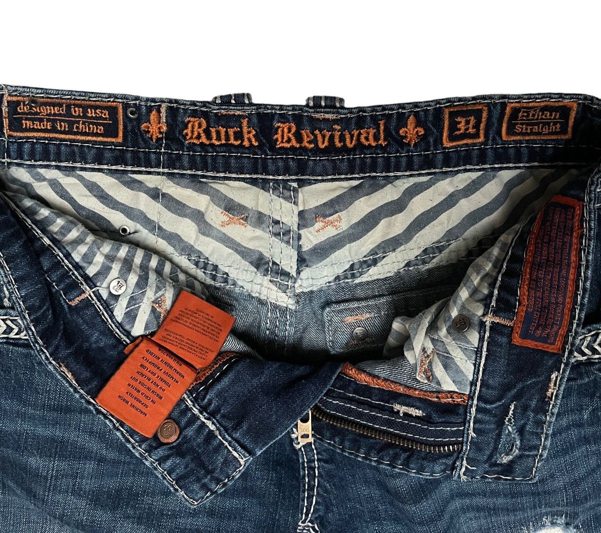 If Six Was Nine Rare Design Vintage Brand Rock Revival Ripped Jeans 2000s Size US 31 - 14 Thumbnail