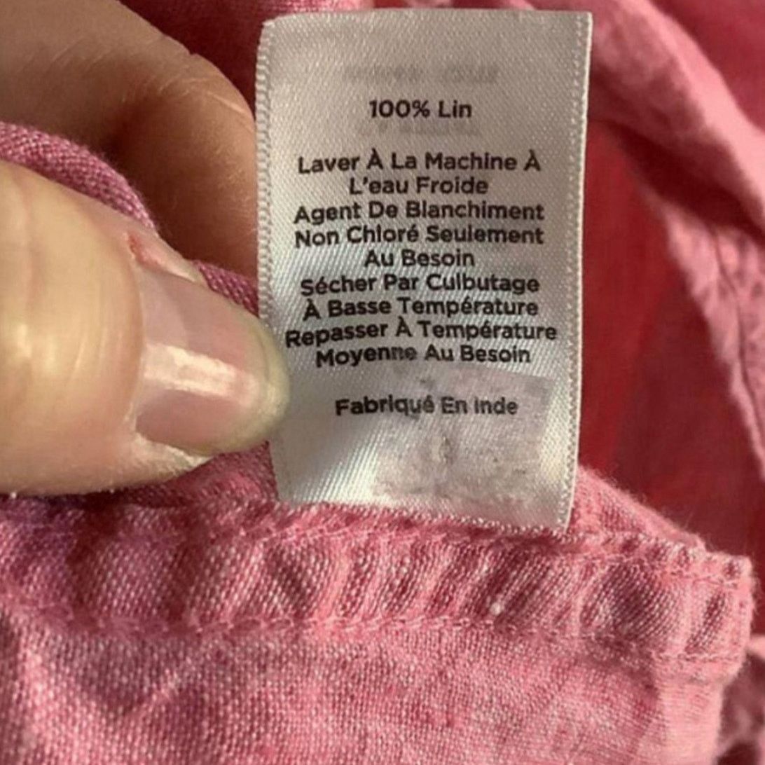 Other Classic Linen Button-Up Shirt Pink Talbots Large Size L / US 10 / IT 46 - 4 Thumbnail