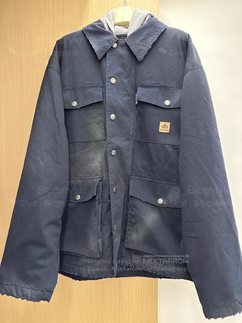 Balenciaga Balenciaga Carhartt Four-Pocket Distressed Hooded Jacket Size US S / EU 44-46 / 1 - 1 Thumbnail