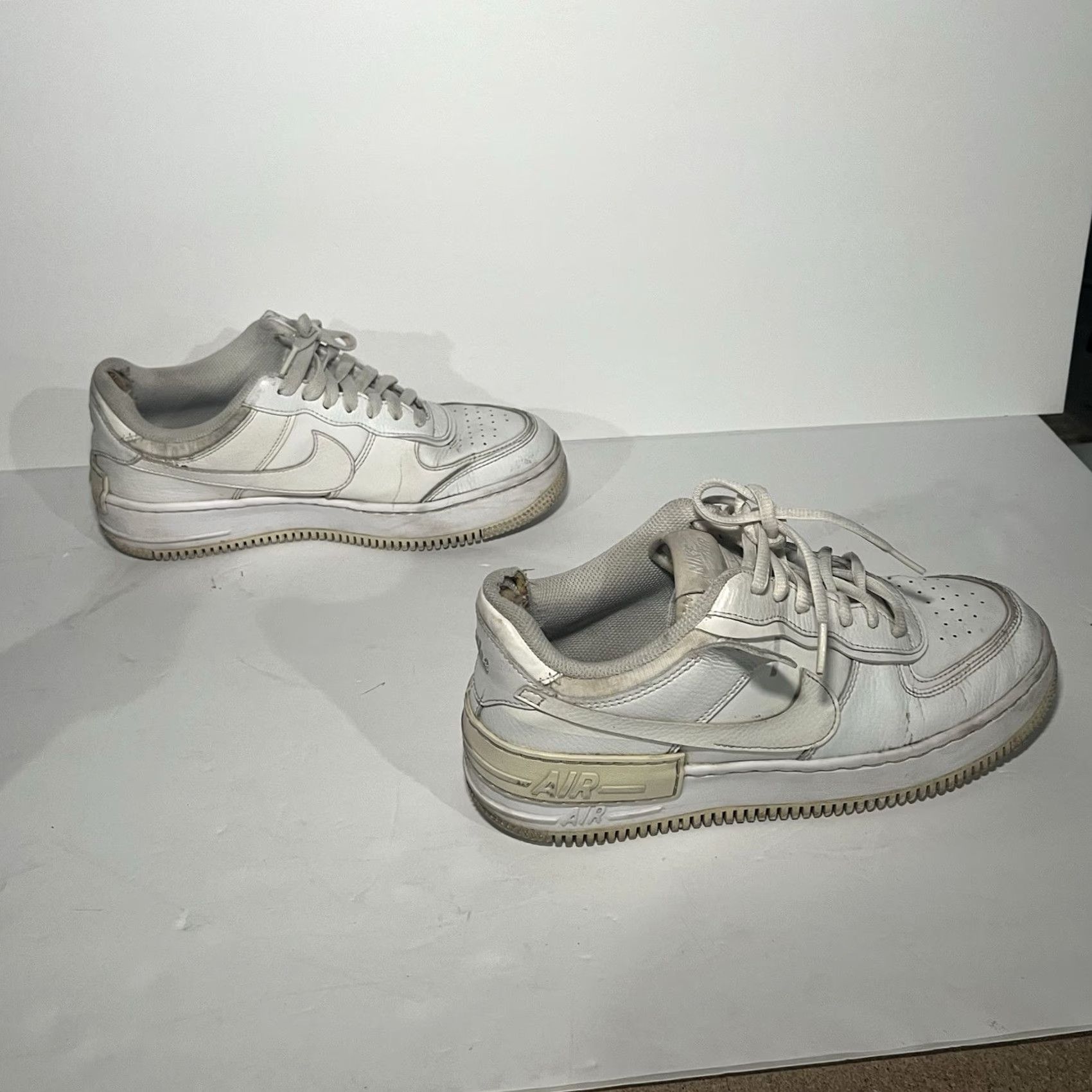 Nike Nike Air Force 1 Shadow Triple White Lace Up Sneakers Womens 10 Shoes Low Top Activewear 2023 C10919-100 Size US 8 / IT 38 - 5 Thumbnail