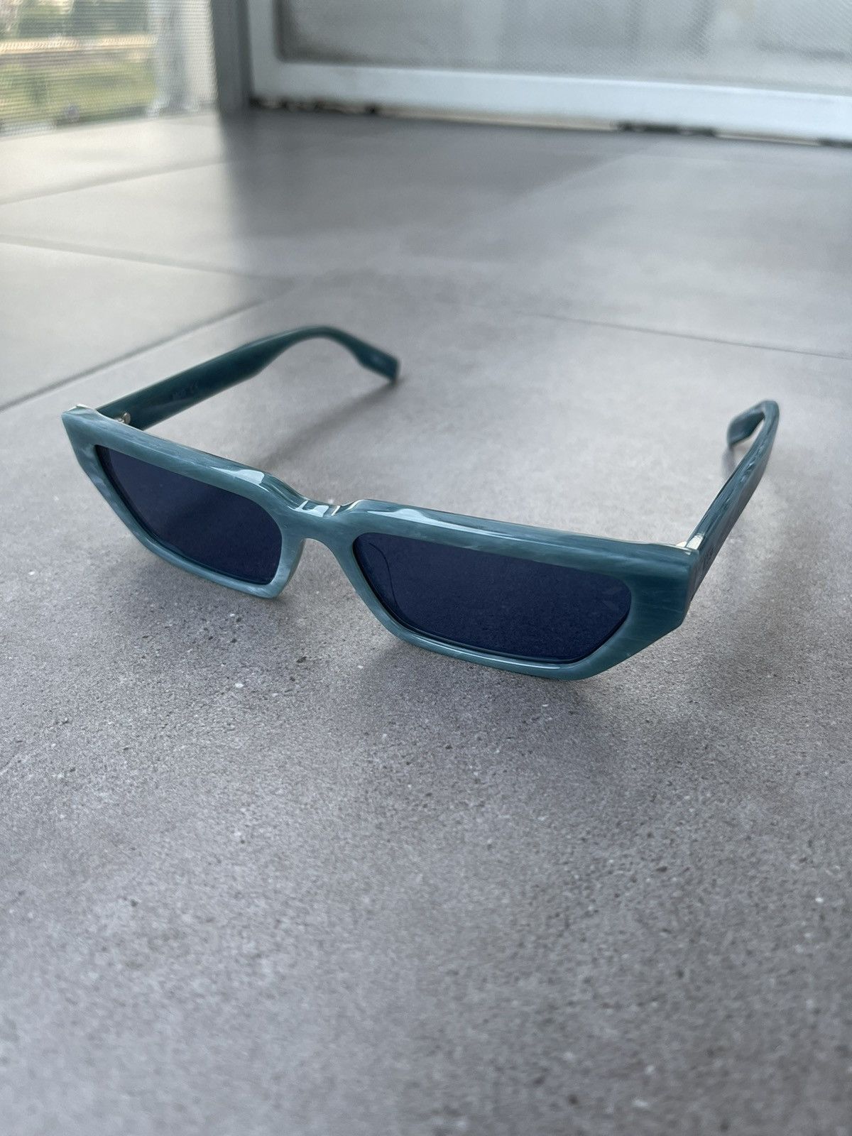 Alexander McQueen !DS! Alexander Mcqueen MQ0302S Marble Turqoise Sunglasses Size ONE SIZE - 2 Thumbnail