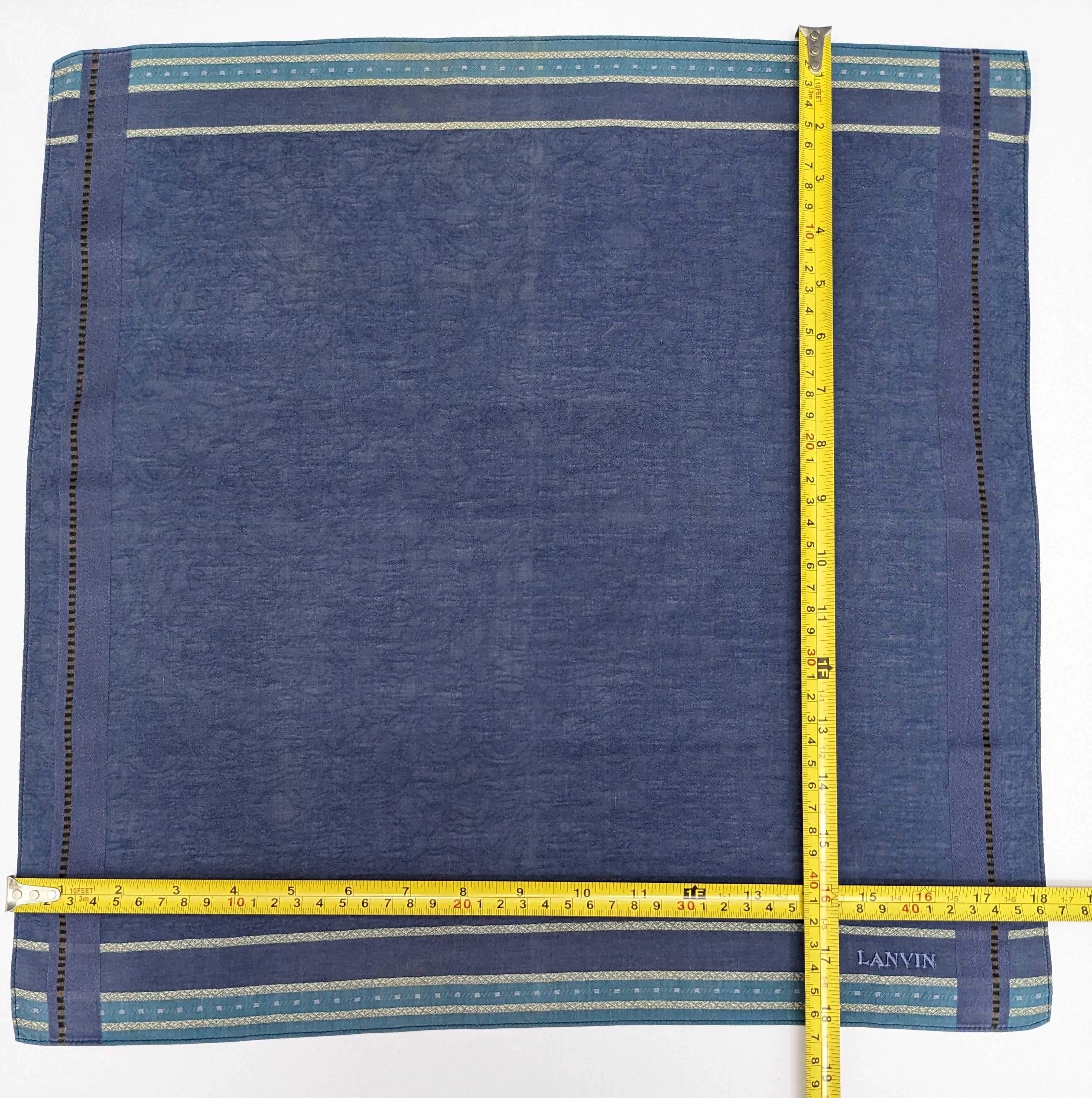 Lanvin Vintage LANVIN Paris Designer Blue Jacquard Paisley Size ONE SIZE - 4 Thumbnail