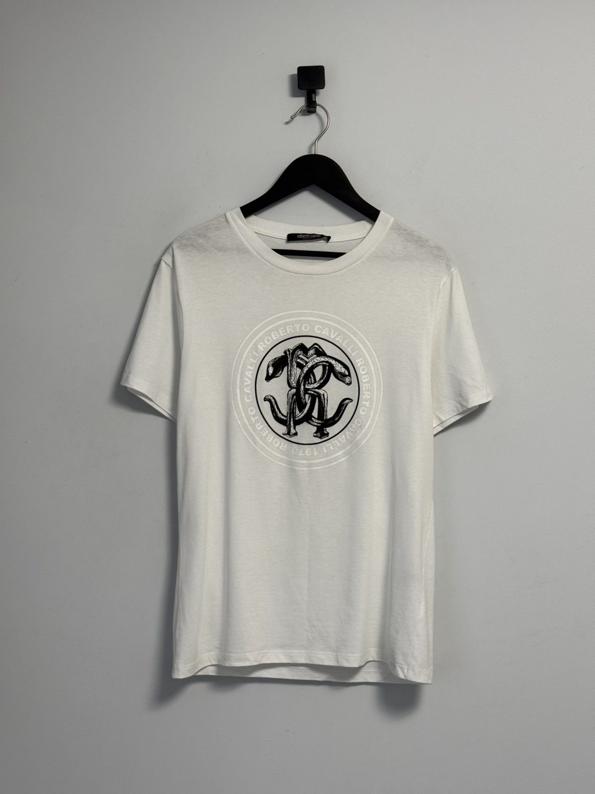 Roberto Cavalli Roberto Cavalli Graphic T-Shirt Mens White RC Snake Size US S / EU 44-46 / 1 - 1 Thumbnail