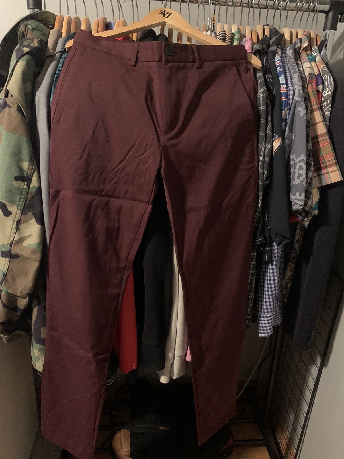 Image of Theory Zaine Neoteric Pants in Dark Burgundy, Men's (Size 30)