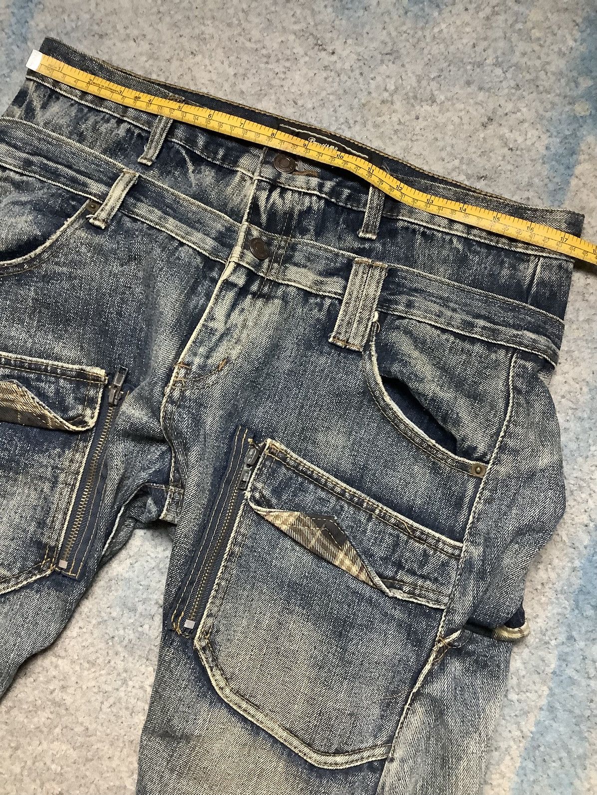 If Six Was Nine × KMRii × PPFM Vintage Y2K Breath Mint Double Waist Spiral Cut Denim Jeans Size US 35 - 11 Thumbnail