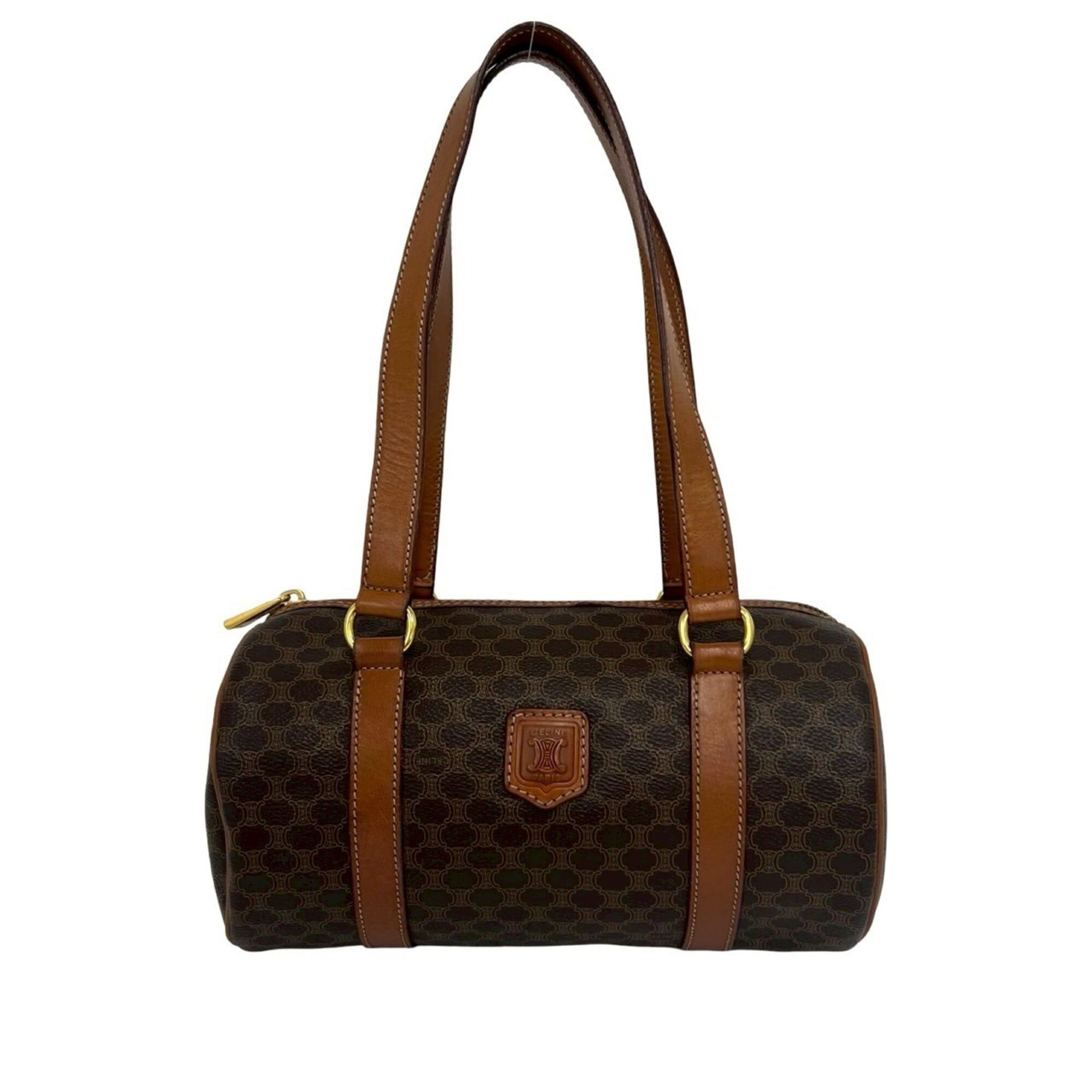 Celine CELINE Vintage Macadam Blazon Triomphe Pattern Leather Tote Bag Handbag Brown l81-4 Size ONE SIZE - 1 Thumbnail