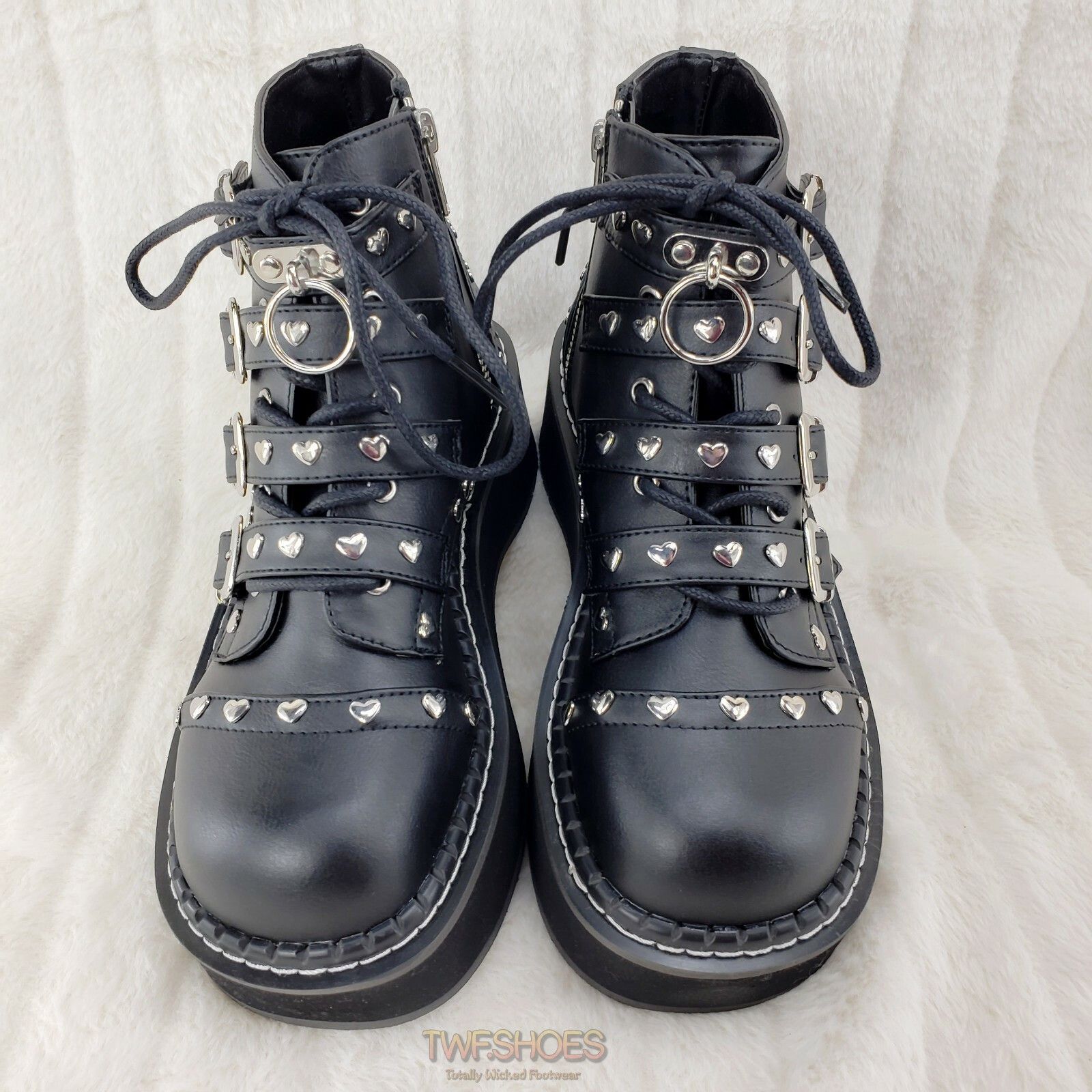 Other Emily 315 Black Vegan Leather Platform Ankle Boot 6-12 NY DE Size US 9 / IT 39 - 7 Thumbnail