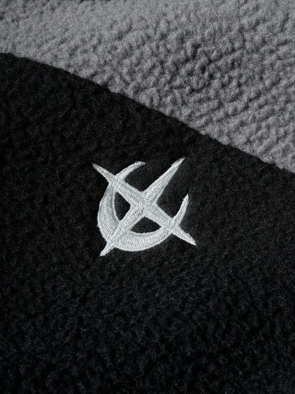 Japanese Brand Black & Grey Panel Fleece Zip Up Hoodie. Size US M / EU 48-50 / 2 - 6 Thumbnail