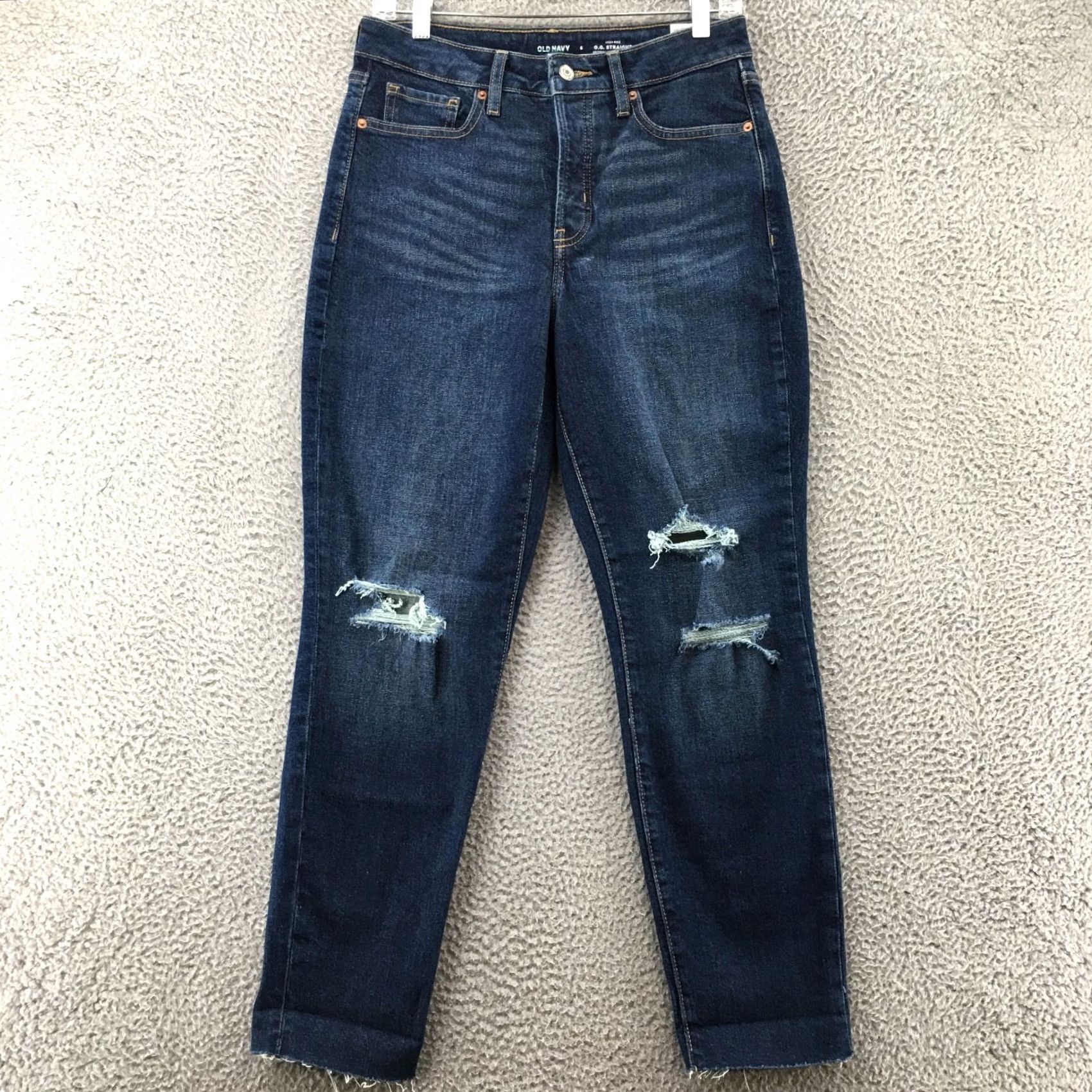 Old Navy Old Navy Jeans Womens 6 Straight Leg 30x28 Blue Denim Distressed Zip Size 28" / US 6 / IT 42 - 2 Thumbnail