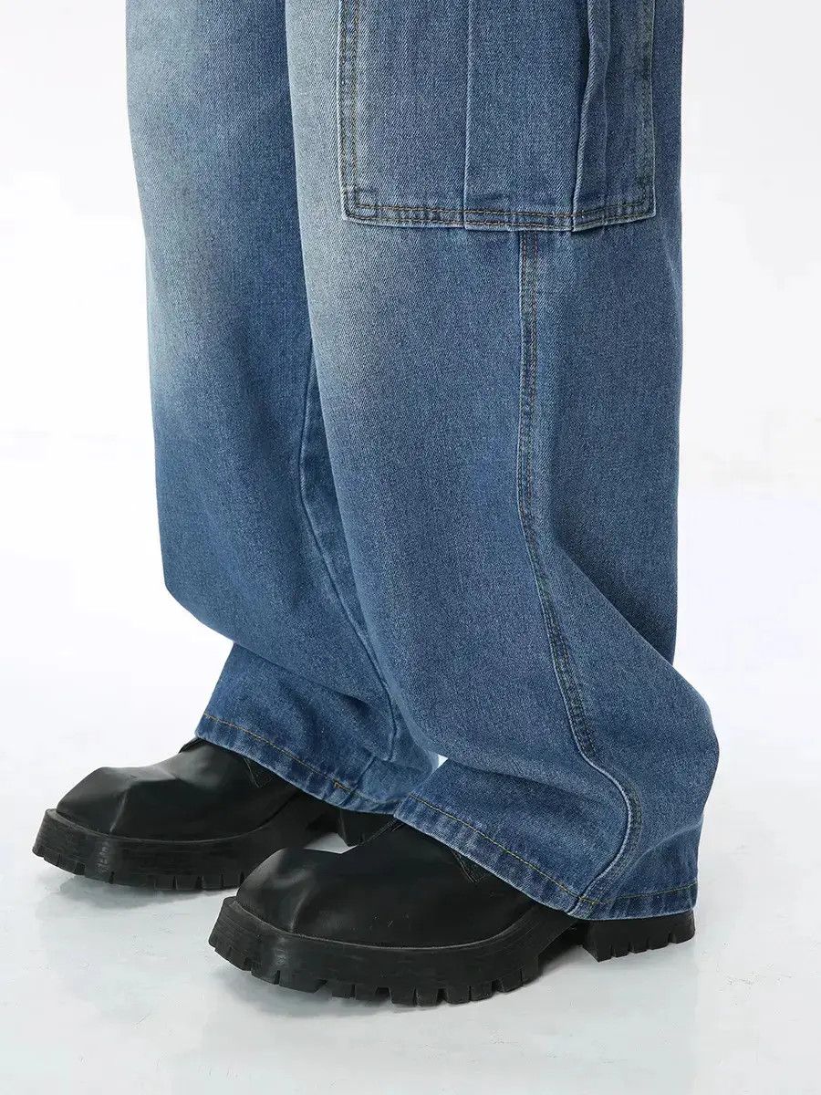 Japanese Brand Retro loose washed pocket jeans Size US 32 / EU 48 - 4 Thumbnail