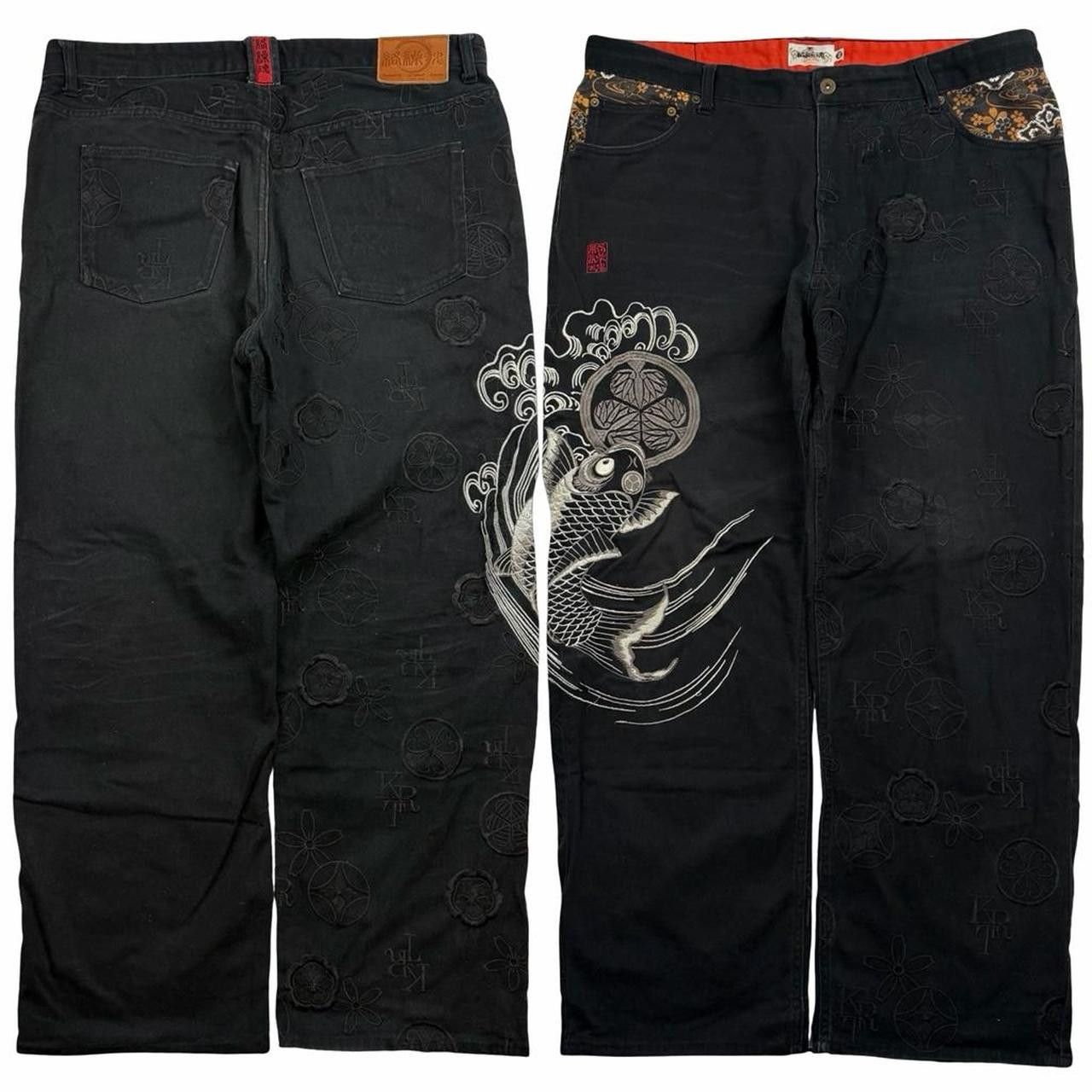Karakuri Tamashii Karakuri Tamashii Embroidered Koi Japanese Jeans - Waist 40 Size US 40 / EU 56 - 1 Thumbnail