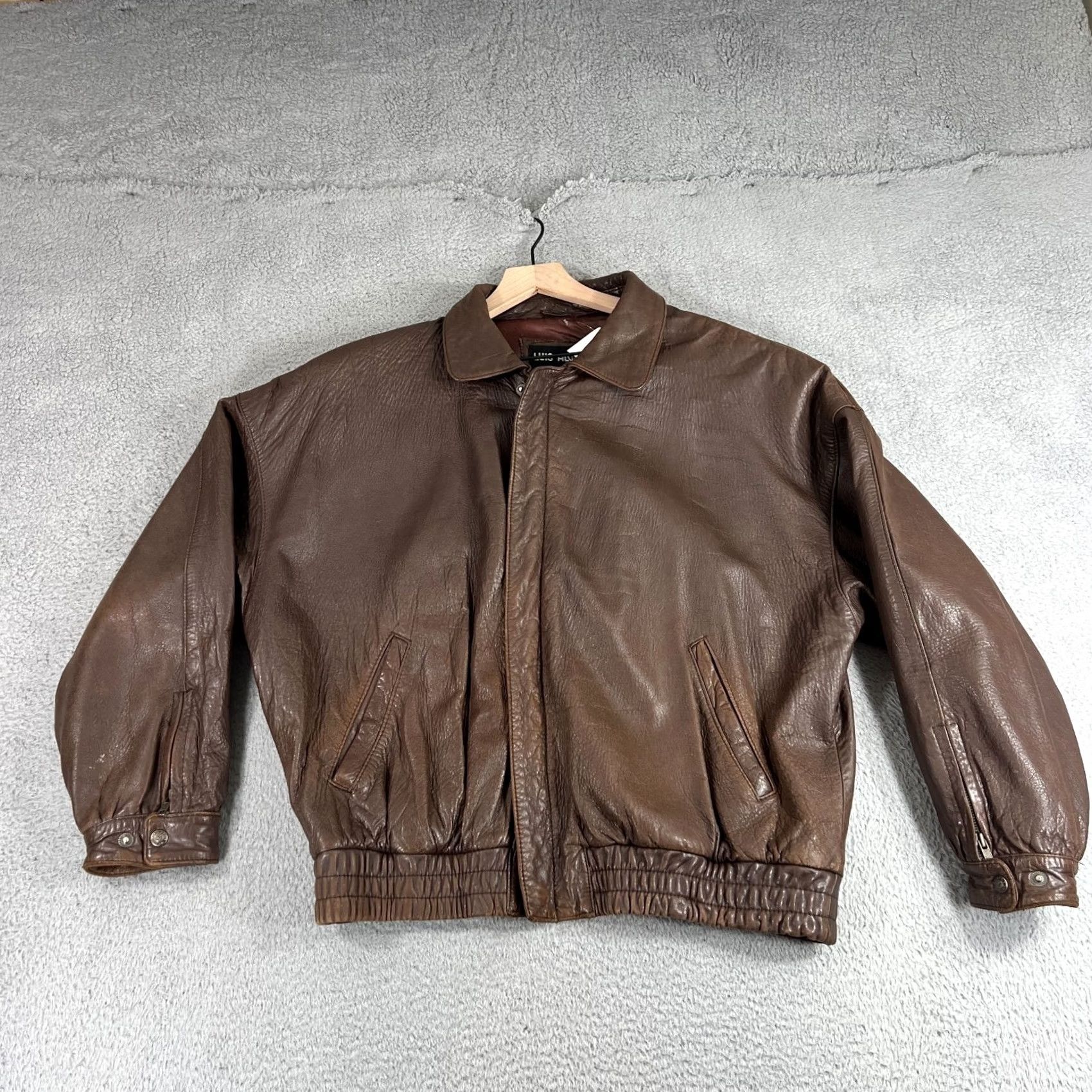 Vintage VINTAGE Luis Alvear Leather Bomber Jacket Size Large Brown Men's Size US L / EU 52-54 / 3 - 2 Thumbnail