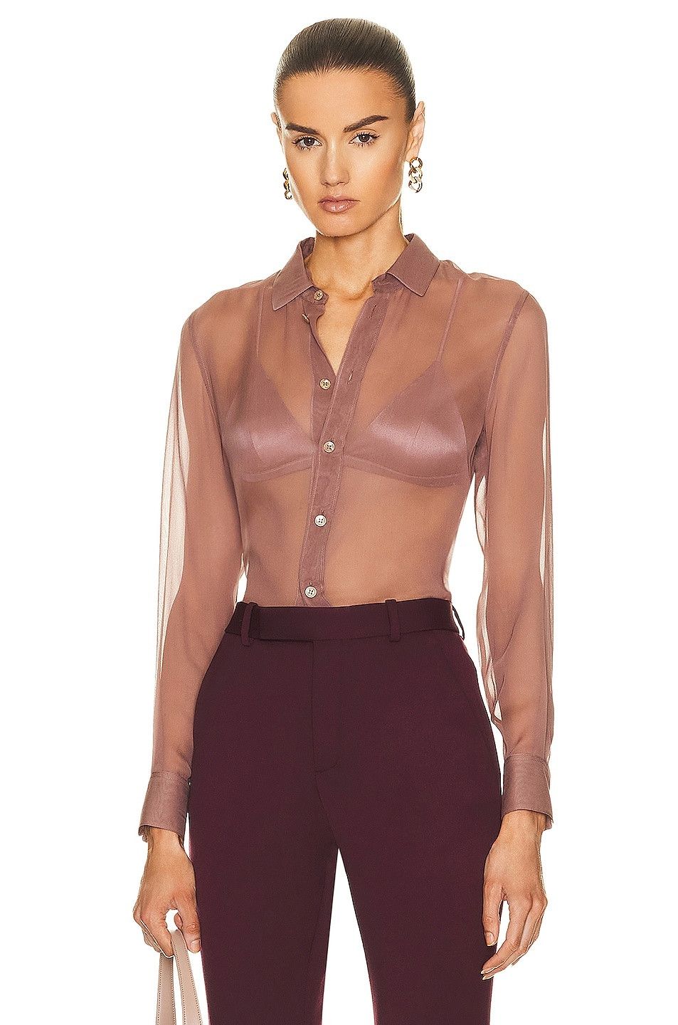 Saint Laurent Paris o1s1wg110625 710448 Pencil Skirt in Cotton in Rose Pink Size M / US 6-8 / IT 42-44 - 2 Thumbnail