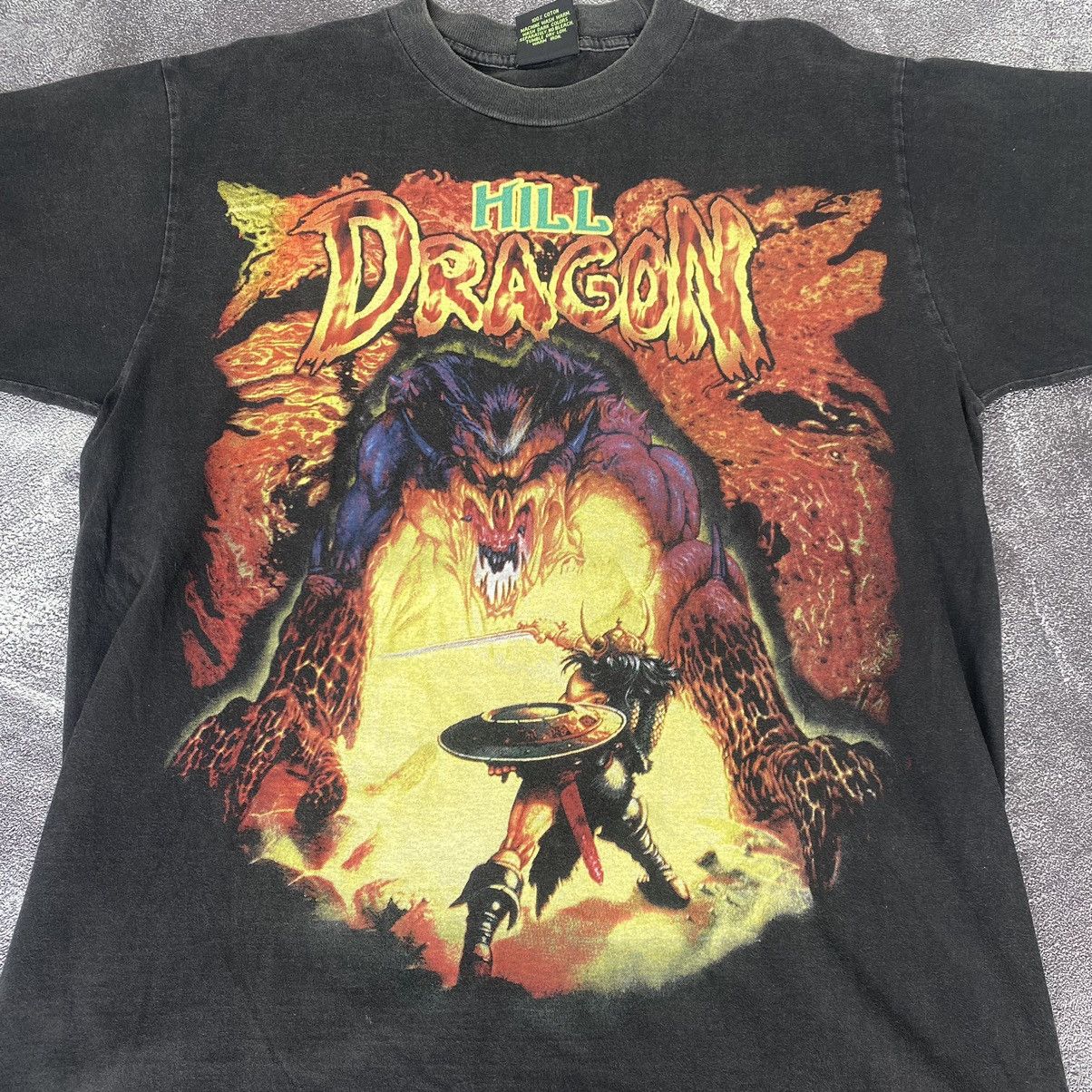 Japanese Brand × Vintage Vintage Rare Bootleg Hill Dragon Big Print 90s Tee Size US L / EU 52-54 / 3 - 3 Thumbnail