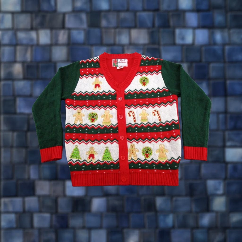 Vintage Merry Christmas Ugly Party Sweater Womens Size M Knit Pullover V Neck Holiday Size M / US 6-8 / IT 42-44 - 1 Thumbnail