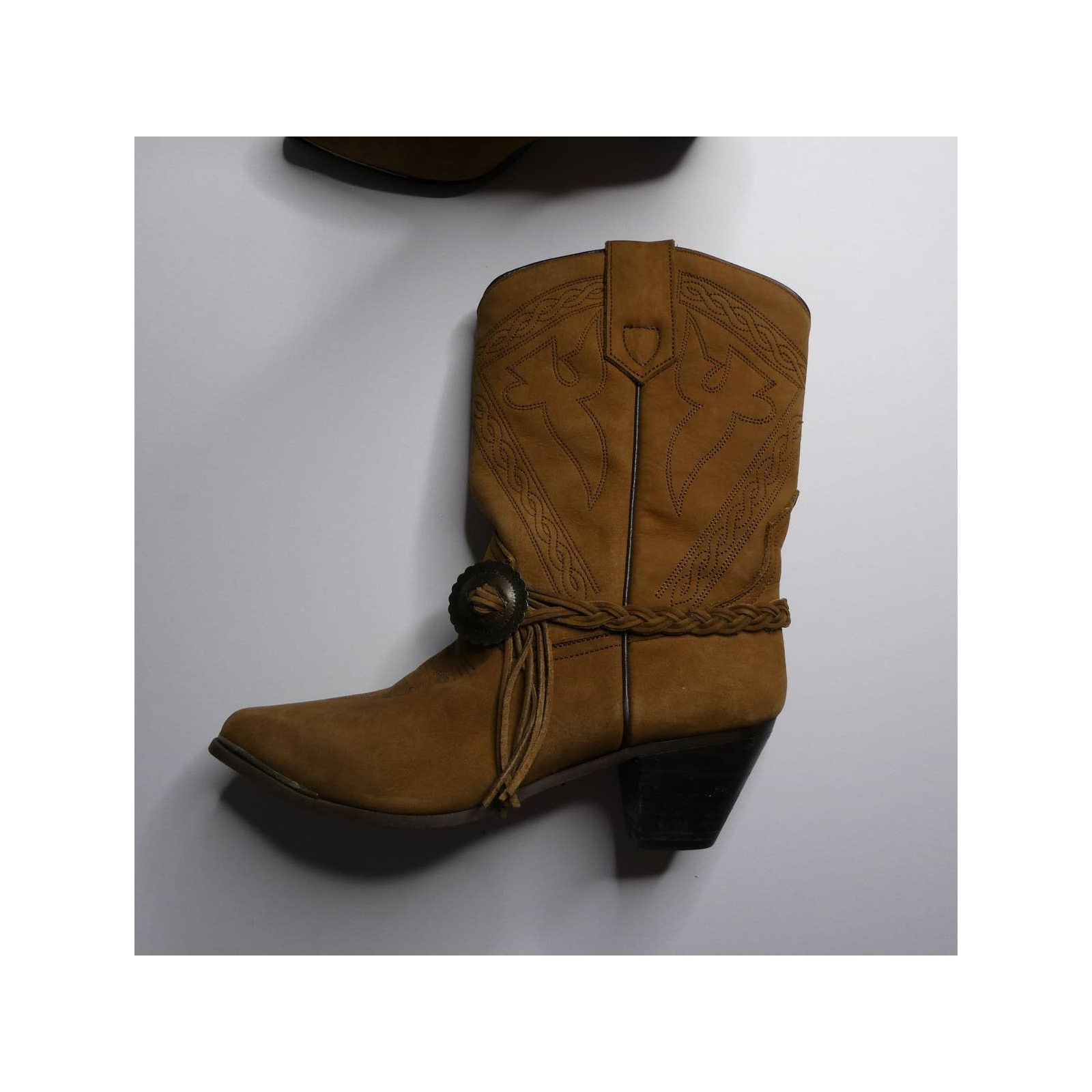 Oak Street Bootmakers Cowboy Boots, Brown, Gold Tip, Size 7.5, Oak Tree Farms Size US 7.5 / IT 37.5 - 1 Thumbnail