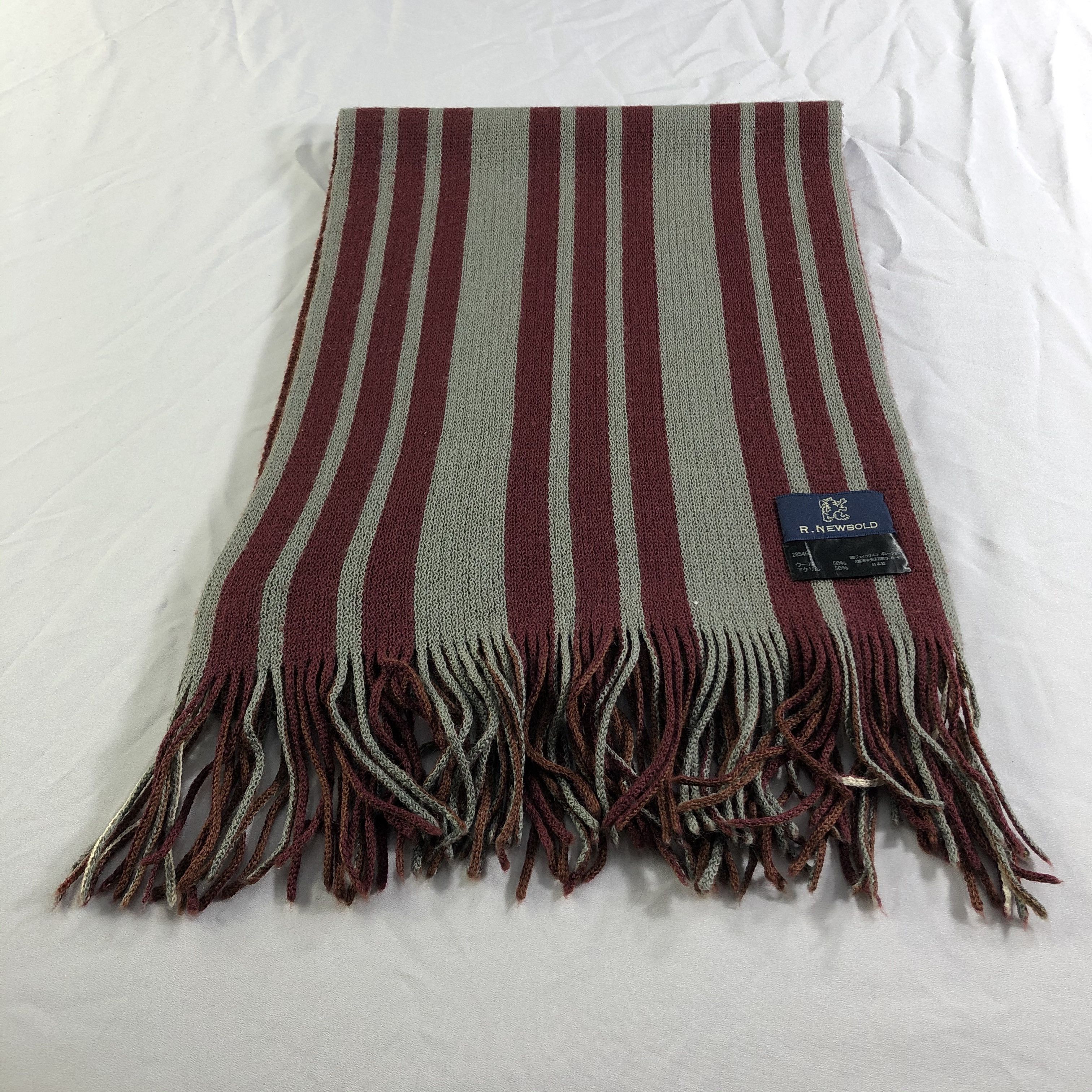 R.Newbold R.Newbold Stripe Wool Scarf Muffler Neckwear V2441 Size ONE SIZE - 3 Thumbnail