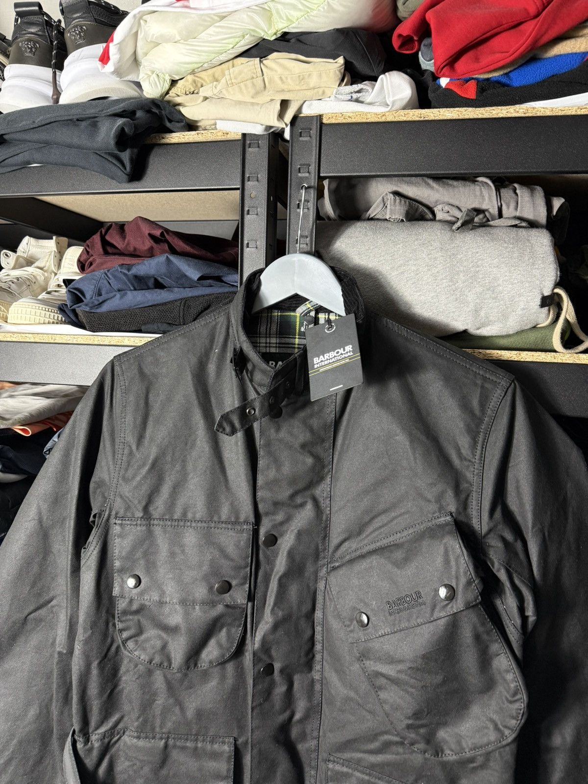 Barbour Barbour International A7 Wax Jacket Black Belted Moto Biker Size US S / EU 44-46 / 1 - 8 Thumbnail