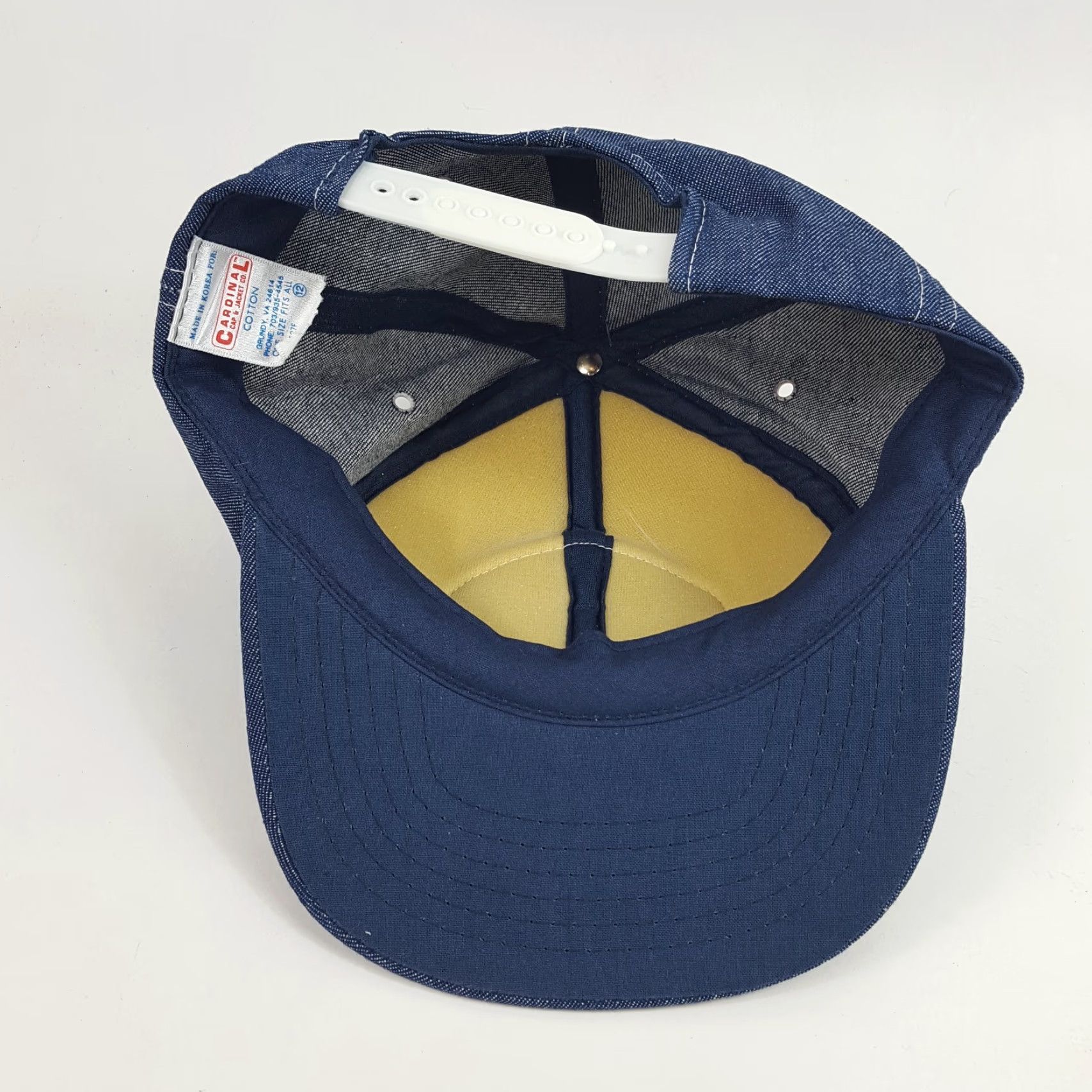 Denime VINTAGE 80s Cardinal Denim Trucker Hat Adjustable Snapback Cap Patch Blue One Size Mens Size ONE SIZE - 6 Thumbnail