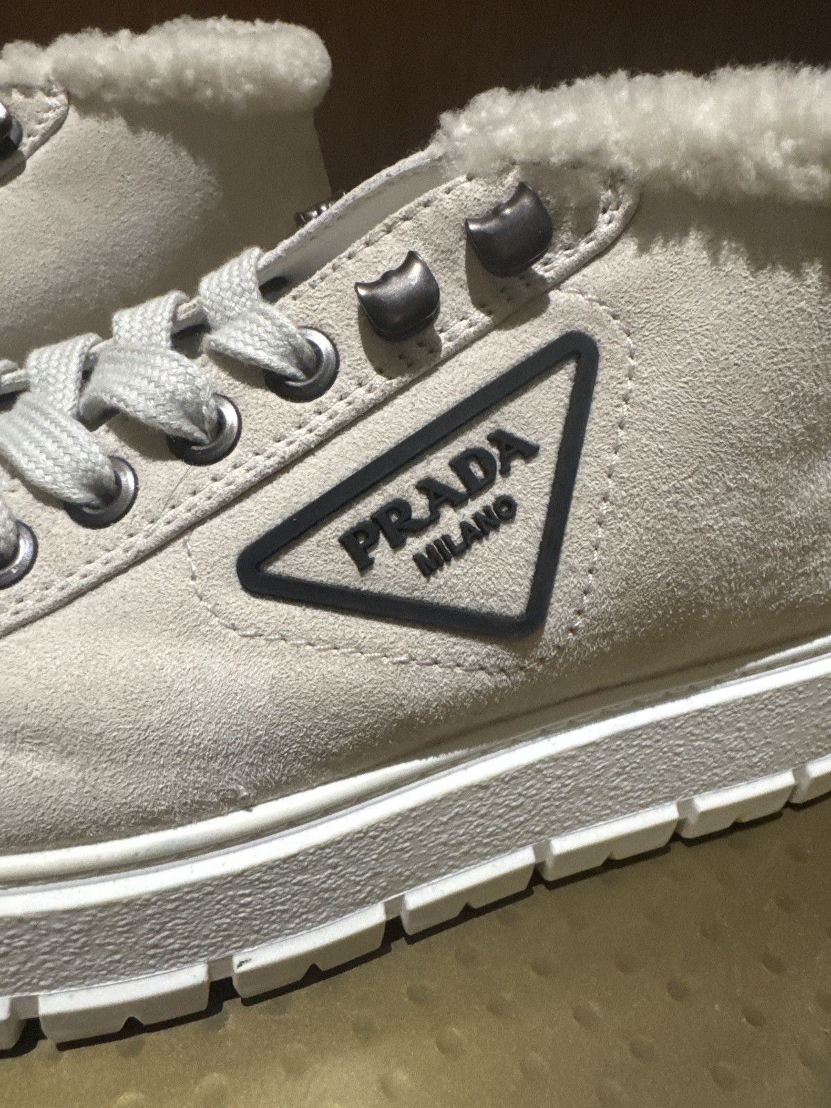 Prada Prada suede platform sneaker boot in chalk white Size US 7.5 / IT 37.5 - 5 Thumbnail
