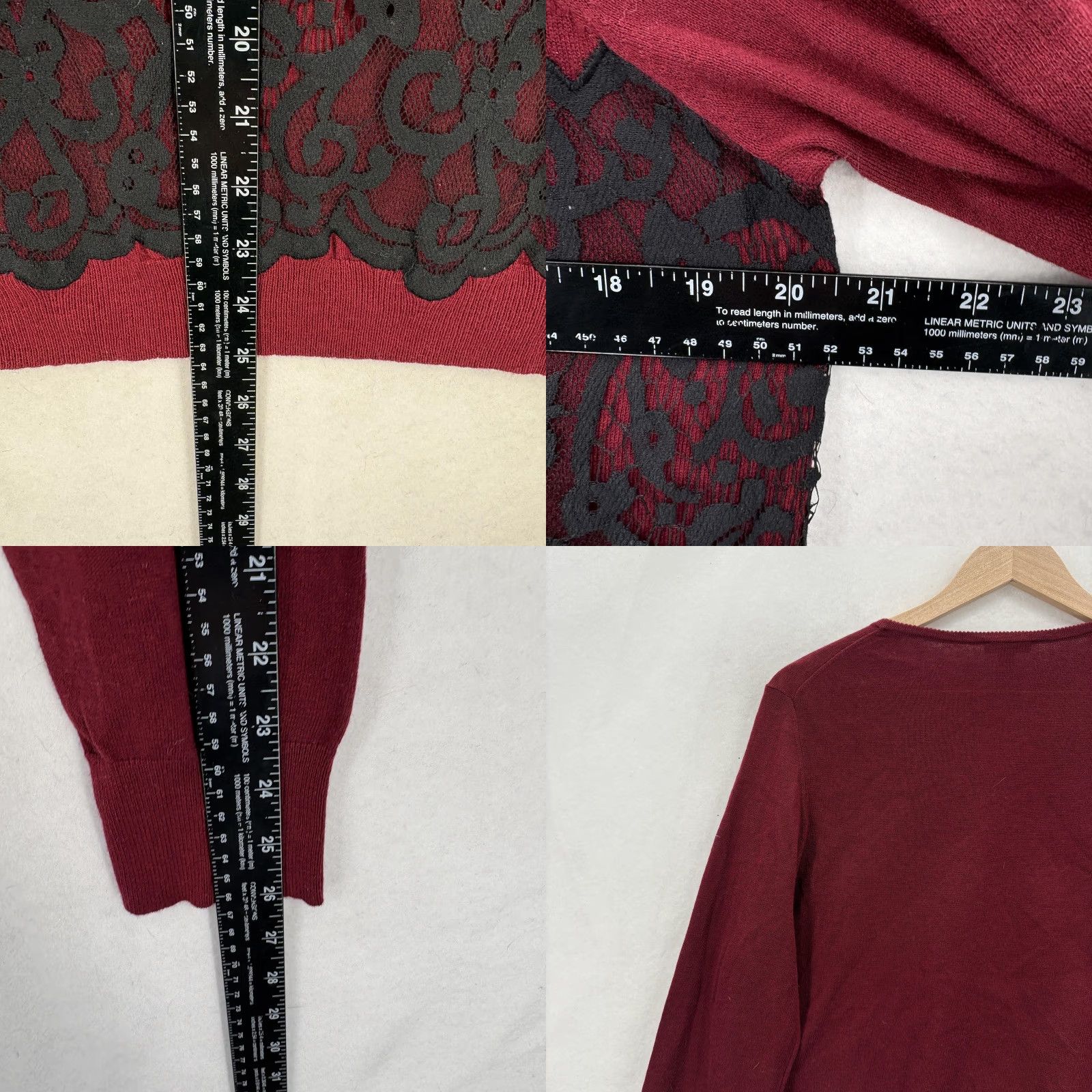 Ann Taylor Ann Taylor Sweater Womens XL Red Black Lace Floral Knit Crewneck Pullover NWT Size XL / US 12-14 / IT 48-50 - 8 Thumbnail