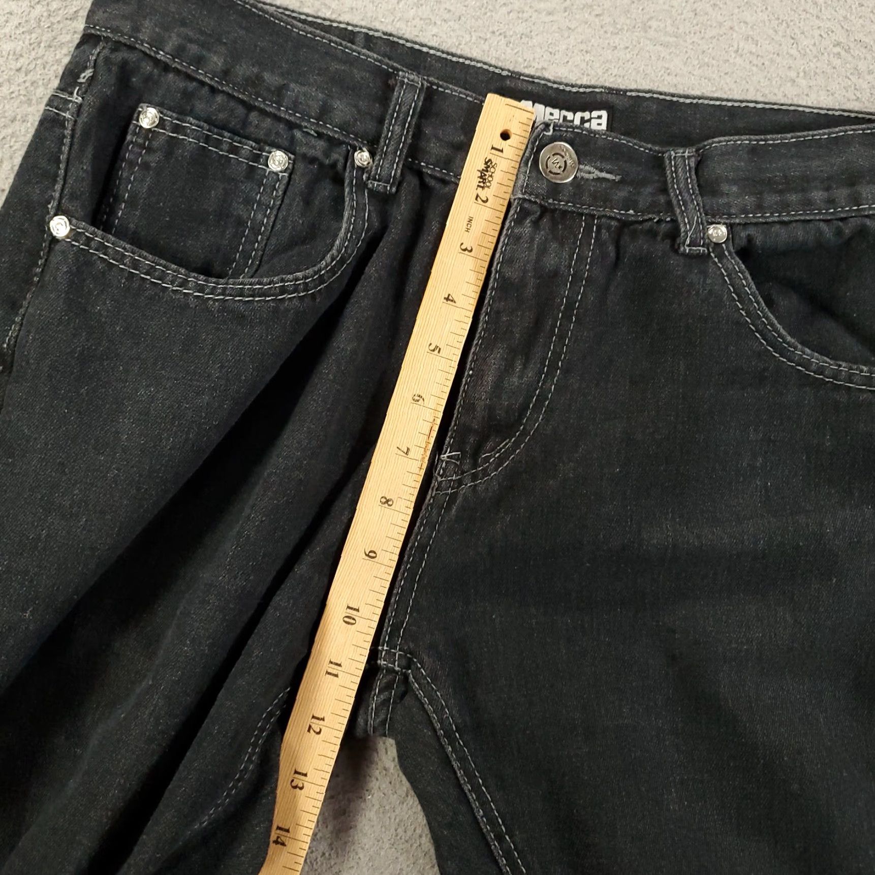 Vintage Mecca Jeans Mens Black Size 38x32 35x30 Denim Dark Wash 5-Pocket Straight Size US 35 - 3 Thumbnail