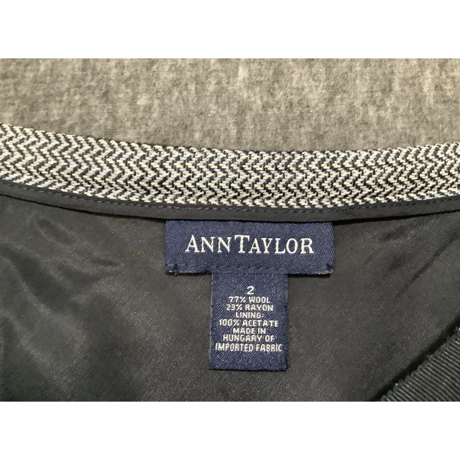 Ann Taylor Ann Taylor Skirt Womens Size 2 Black White Wool Tweed A-Line Knee Length Striped Pattern Multicolor Lined Raised Rise Wom en 2 Size 26" / US 2 / IT 38 - 4 Thumbnail