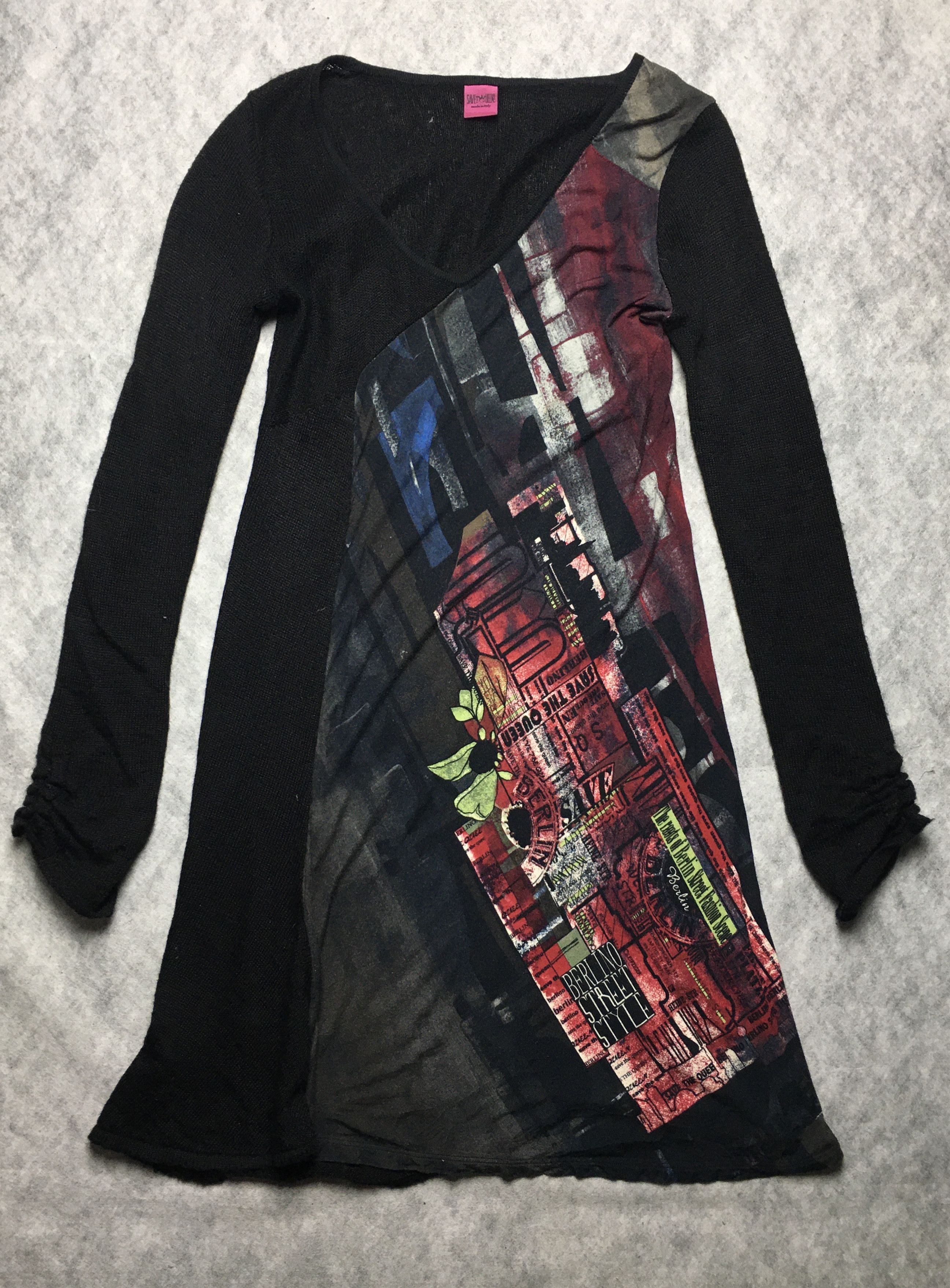 Japanese Brand Save The Queen Graphic Art Print Knit Dress Black Size S Size S / US 4 / IT 40 - 6 Thumbnail