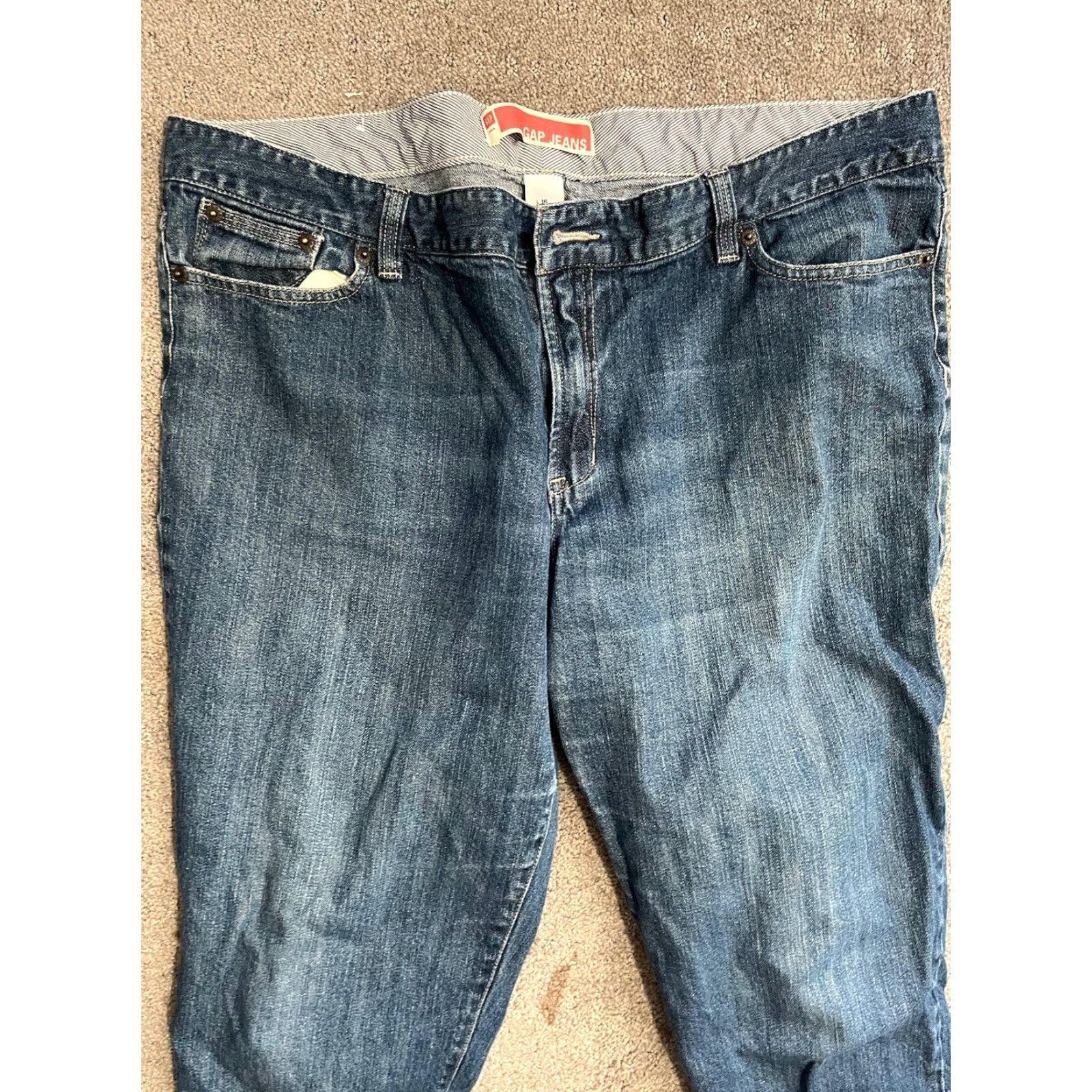 Gap VINTAGE Gap Jeans Capri Womens 16 Blue Denim Spandex 99% Cotton Zipper Low Rise Size 38" / US 16 / IT 52 - 2 Thumbnail
