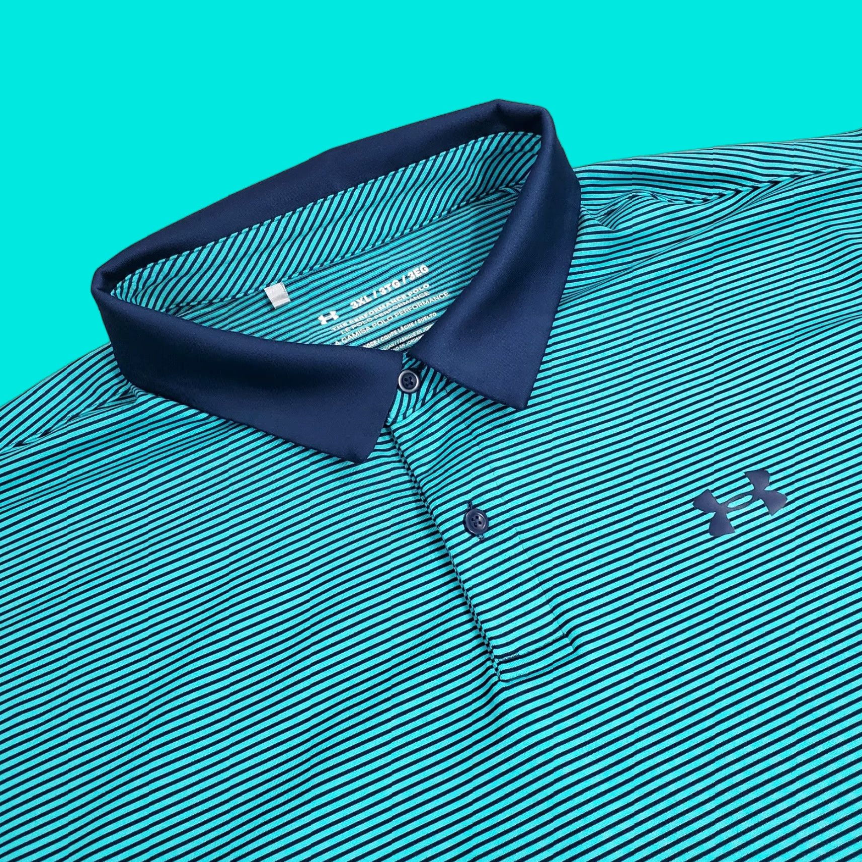 Under Armour Under Armour The Performance Polo Shirt Mens 3XL Green Striped Short Sleeve Collared Polo Casual Golf Logo Lightweight Stretch Regular 3XL Mens Size US XXL / EU 58 / 5 - 1 Thumbnail