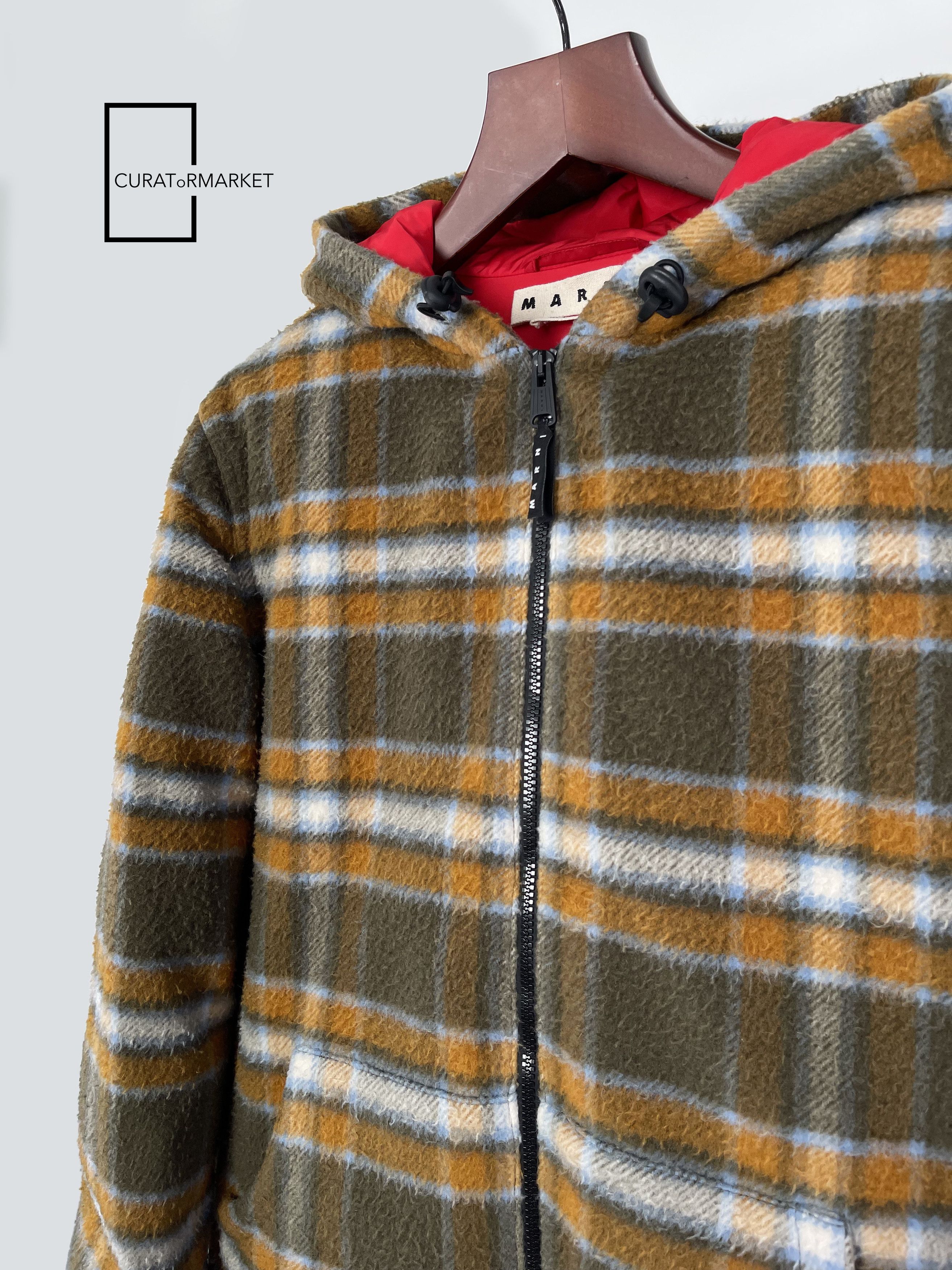 Marni EU48 Textured Wool Flannel Plaid Padded Down Puffer FW21 Size US M / EU 48-50 / 2 - 3 Thumbnail