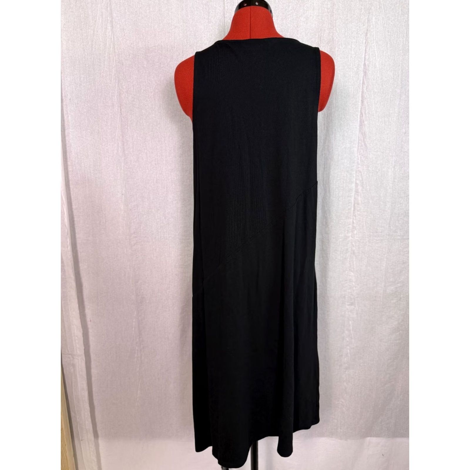 J. Jill J. Jill Black V Neck Asymmetric Midi Dress Size M Petite Size M / US 6-8 / IT 42-44 - 4 Thumbnail
