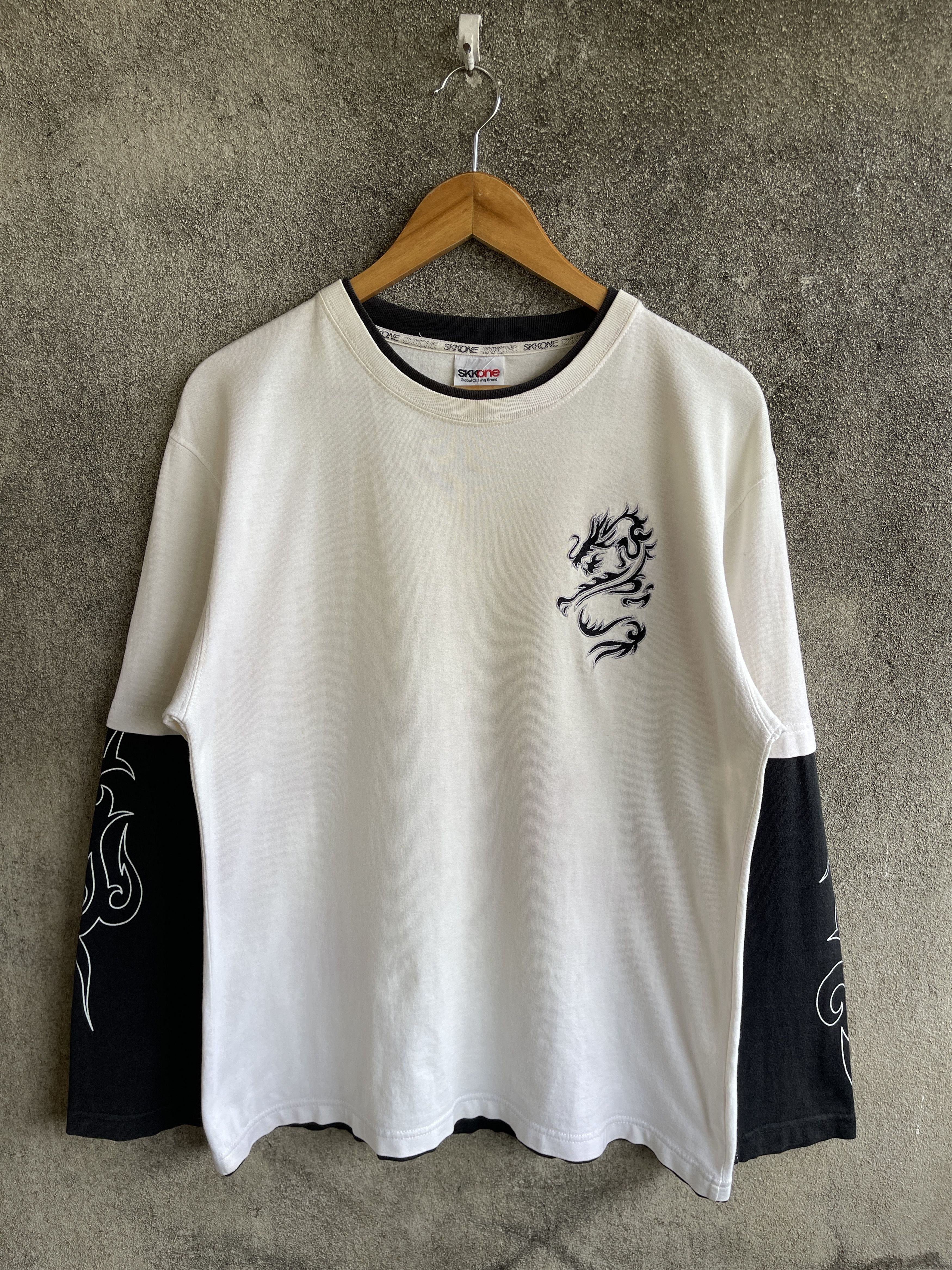 If Six Was Nine Vintage🔥SKK ONE🔥Big Logo Flame Double Layer LongSleeve 90’s Size US L / EU 52-54 / 3 - 2 Thumbnail