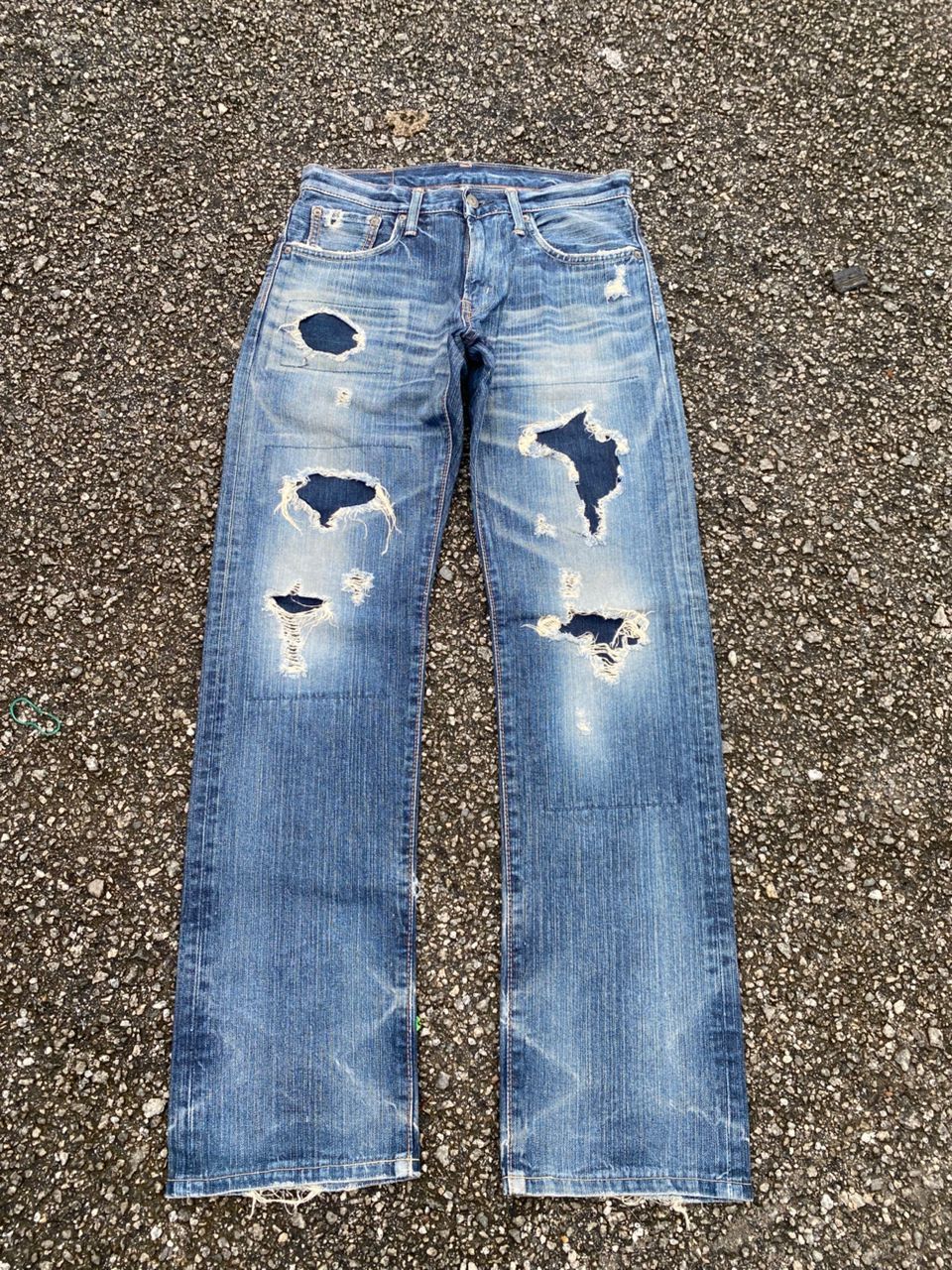If Six Was Nine VINTAGE EDWIN 503 PACTHWORK DISTRESSED DENIM Size US 30 / EU 46 - 1 Thumbnail