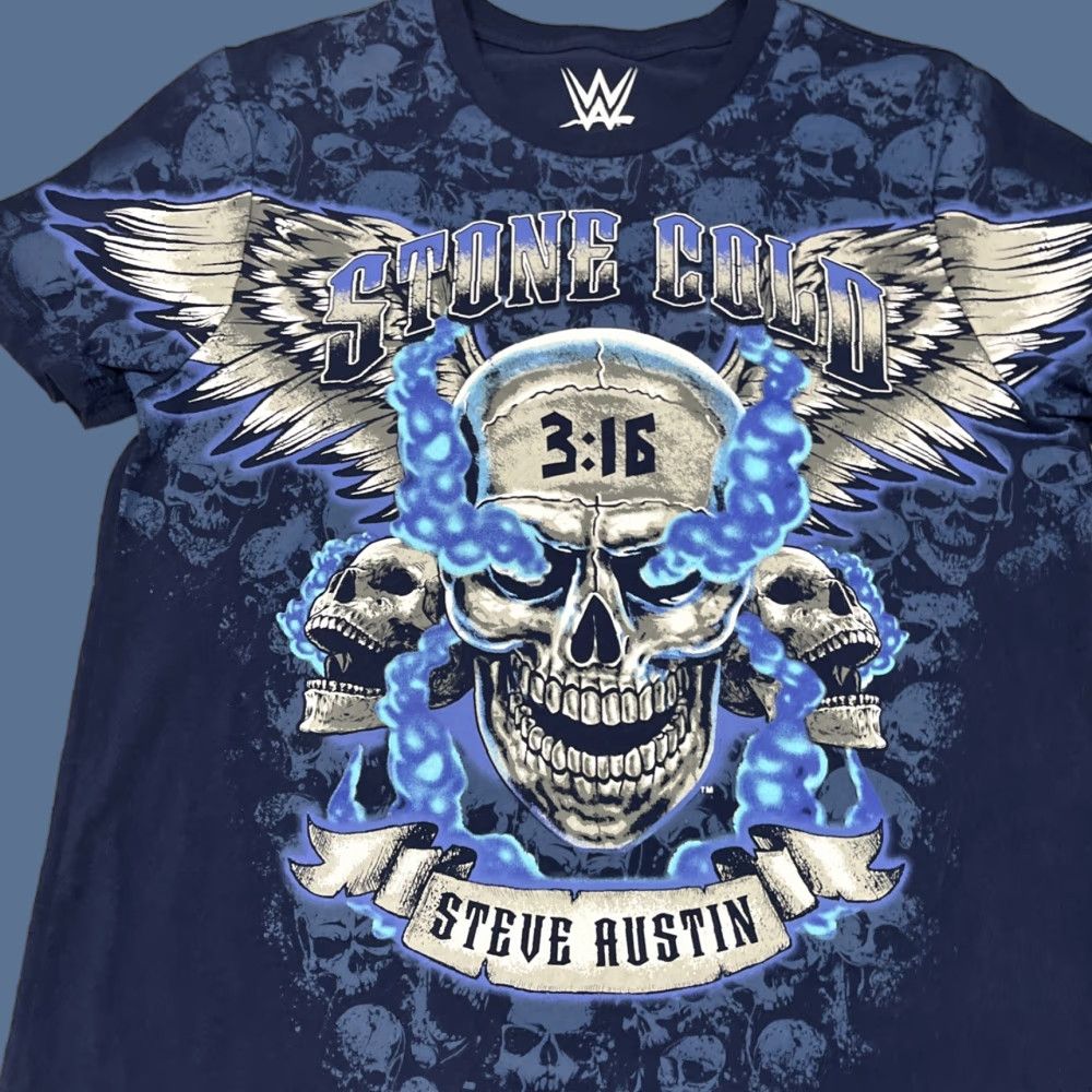 Vintage Stone Cold Steve Austin 3:16 T-Shirt M Blue Skull Wings WWE Shirt Men Short Sleeve Crew Neck 2020s Wrestling Skull Graphic Print Size US M / EU 48-50 / 2 - 1 Thumbnail