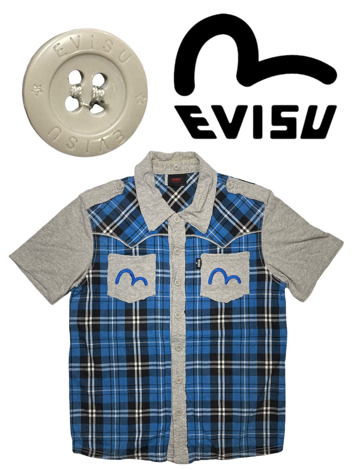 Evisu Vintage Evisu evis shirt button up embroidery pocket Size US M / EU 48-50 / 2 - 1 Thumbnail