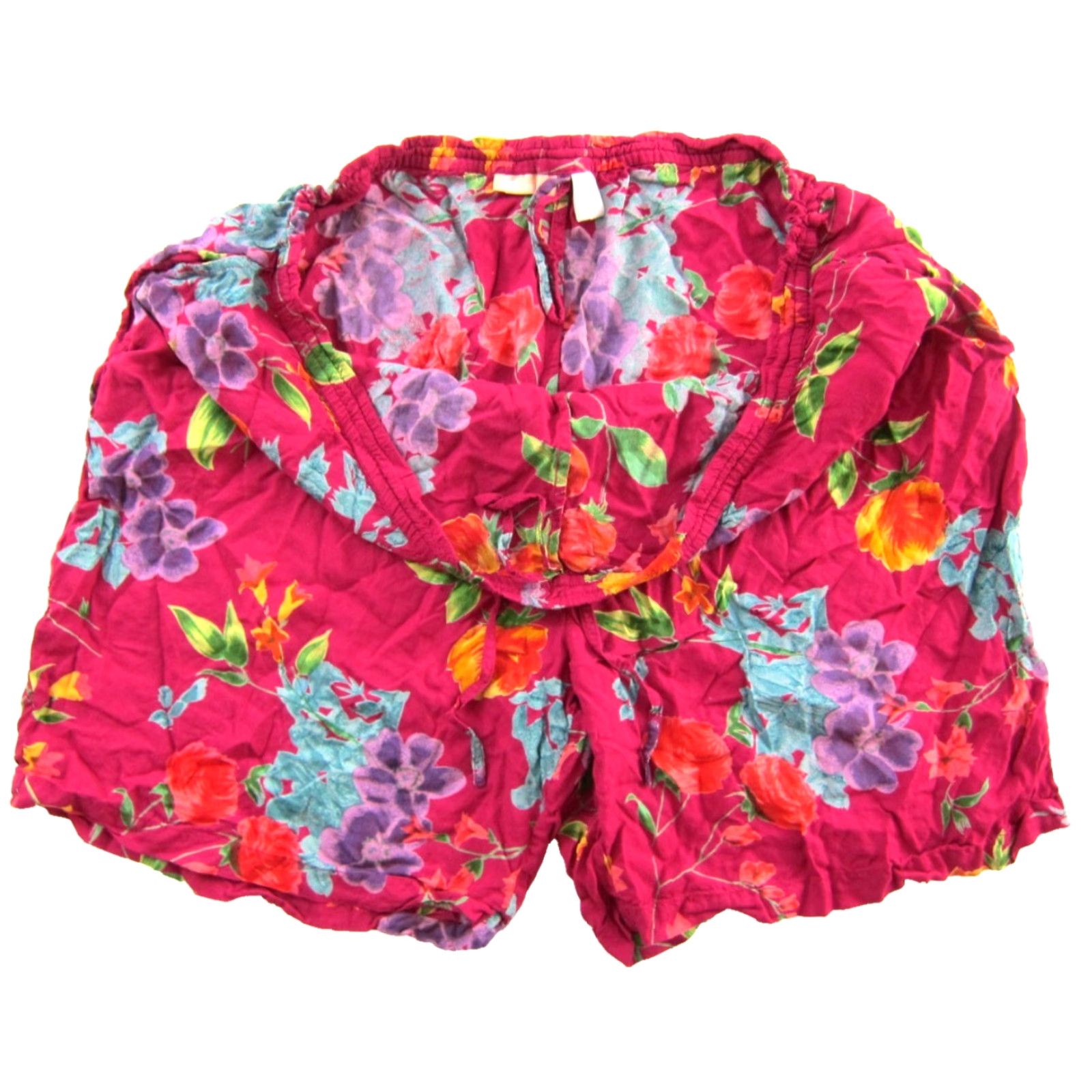 Pinko VINTAGE LA CERA 100% Rayon Pink Green Purple Blue Floral Pocket Tie Casual Shorts Women 2X Size 40" / US 18 - 4 Thumbnail