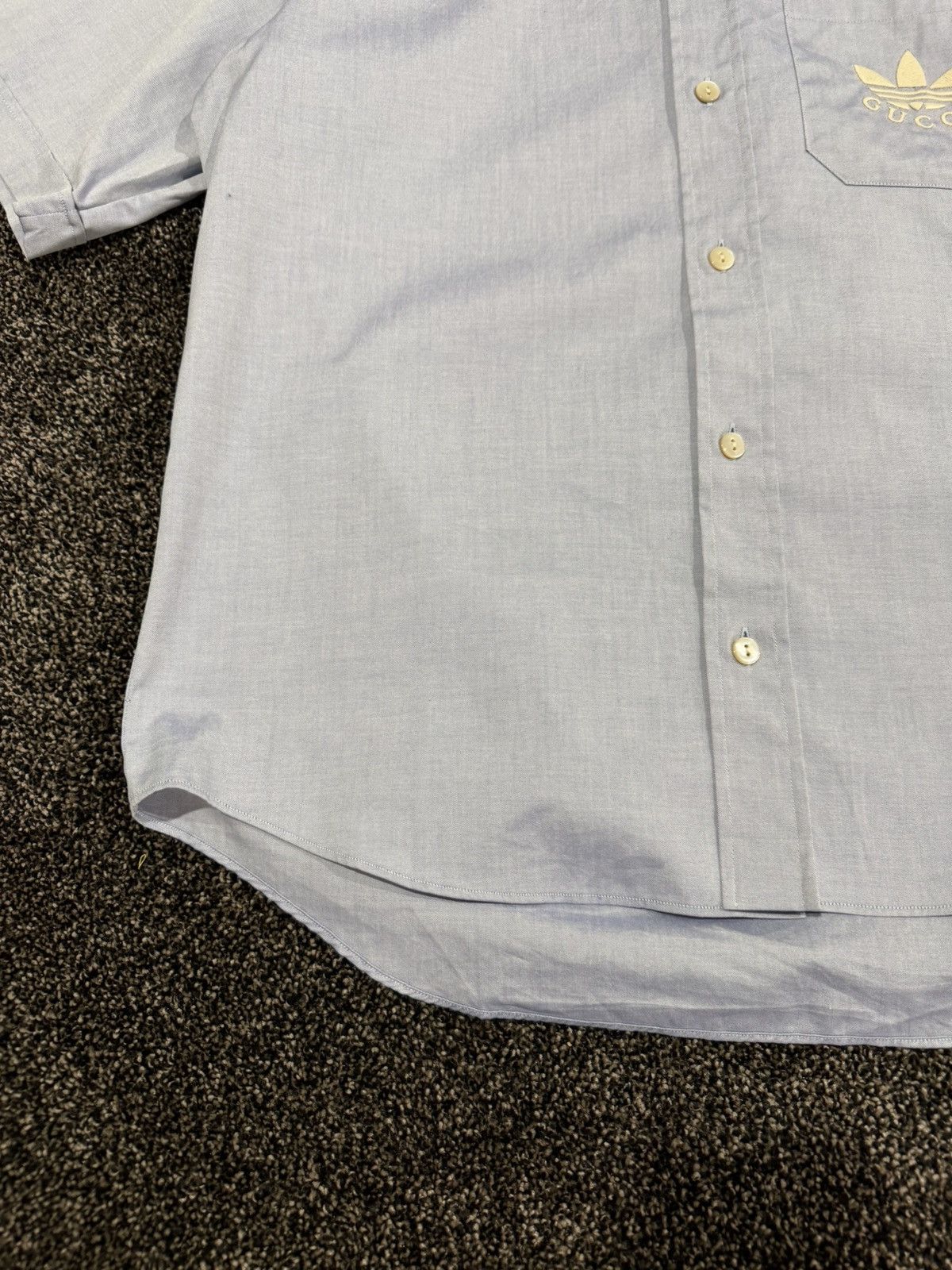 Adidas × Gucci Gucci x Adidas Light Blue / Gray Logo Oxford Button Up Shirt Size US M / EU 48-50 / 2 - 4 Thumbnail