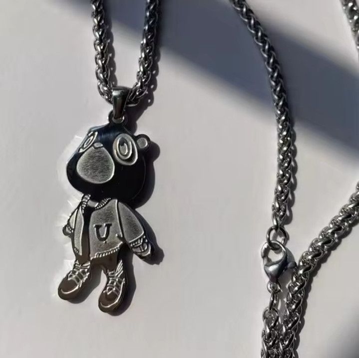 Jewelry stainless steel bear Necklace Post Grunge Punk Chain vintage Size ONE SIZE - 2 Thumbnail