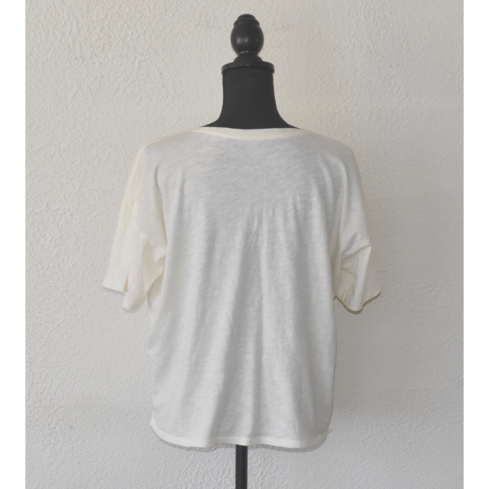 Eileen Fisher EILEEN FISHER Cream Peruvian Org Cotton Crew Neck SS Top S Size S / US 4 / IT 40 - 3 Thumbnail
