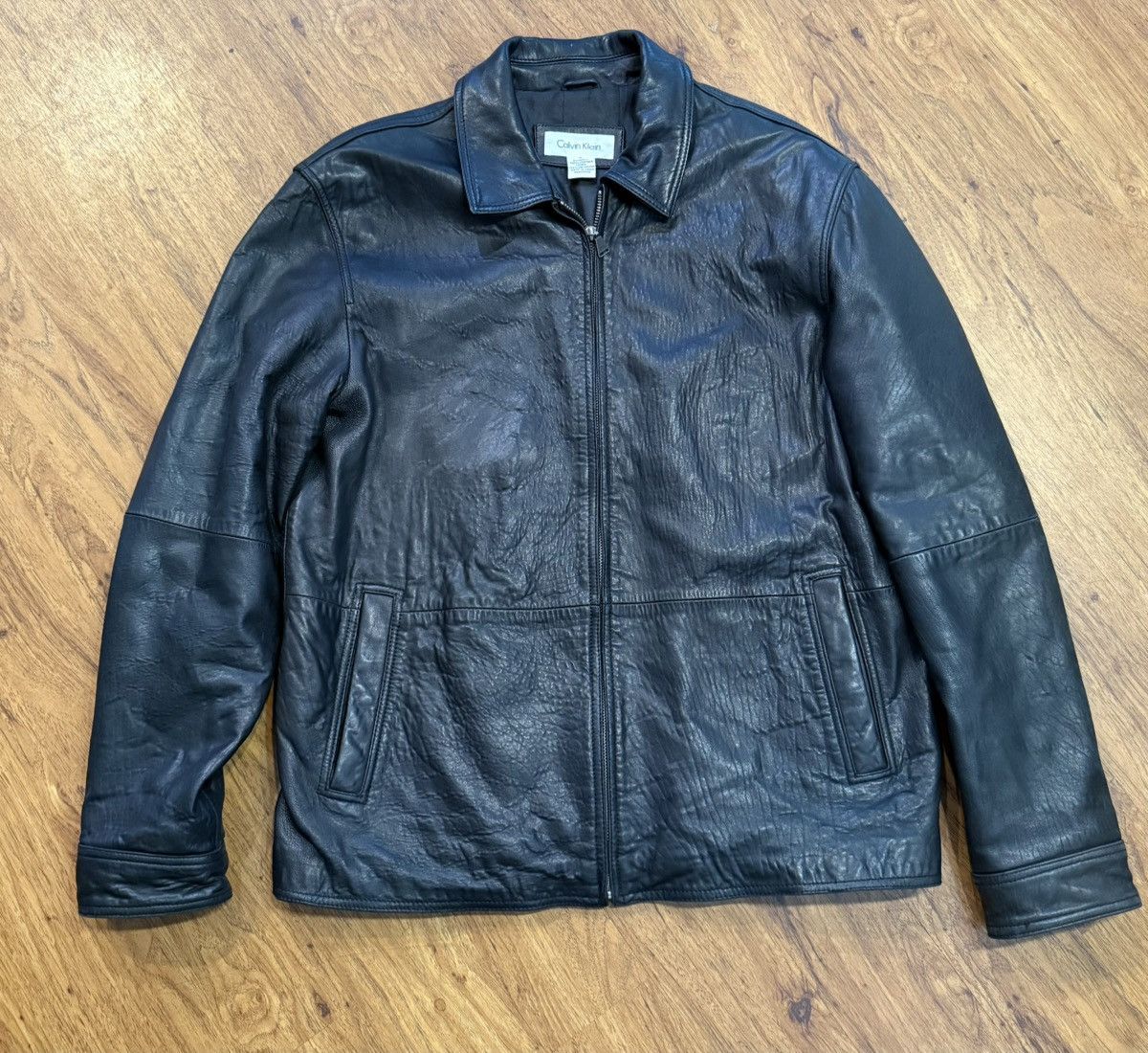 Vintage 90’s Calvin Klein Leather Jacket Genuine Black