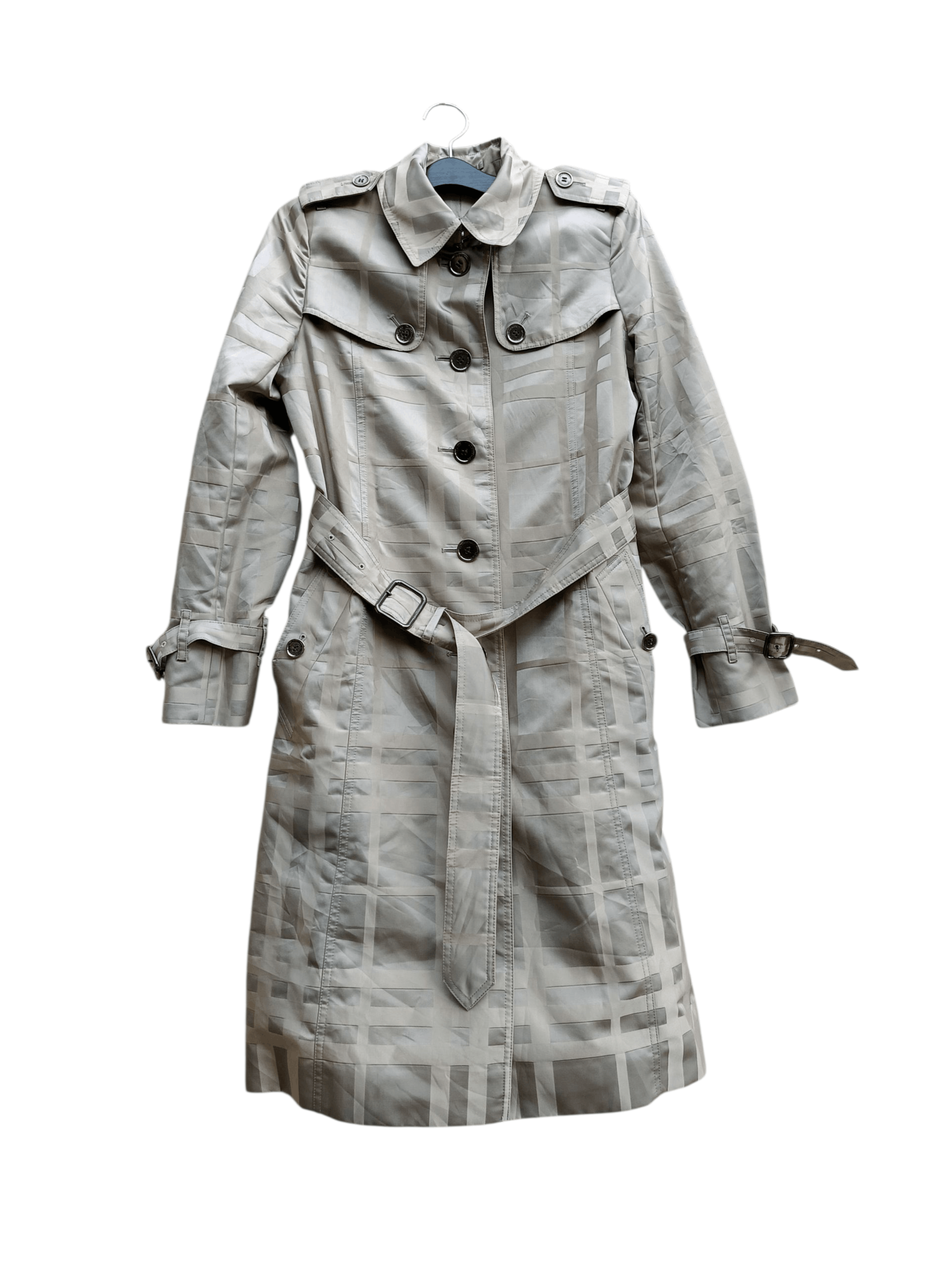 BURBERRY LONDON LAVENDER CHECK FABRIC HAWKESBURY TRENCH COAT
