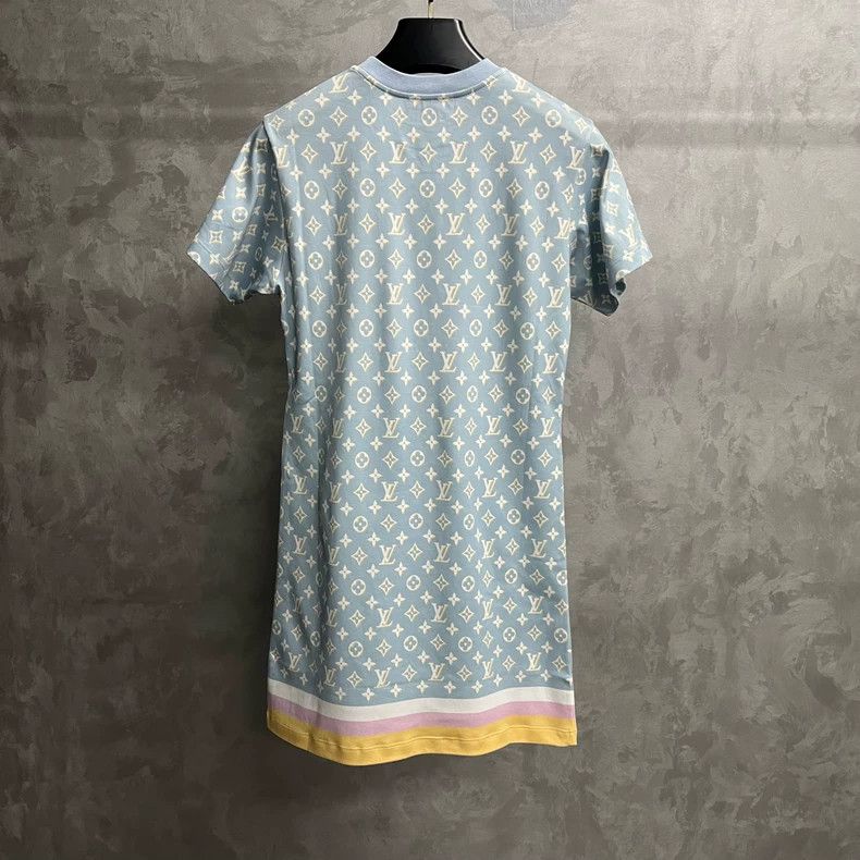 Louis Vuitton Louis Vuitton Blue Round Neck Full Print Mid-Waist Slim Mid Size S / US 4 / IT 40 - 5 Thumbnail