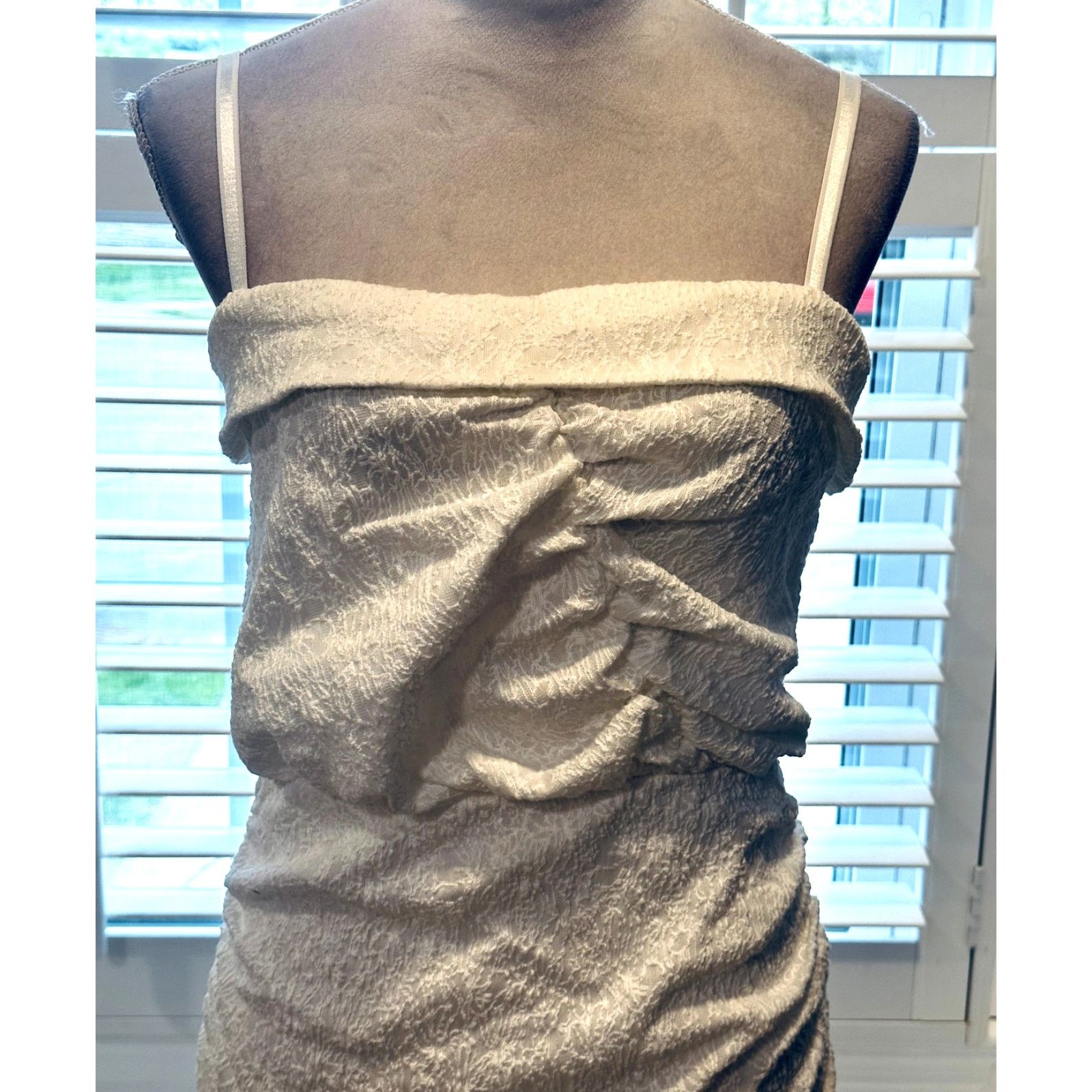 Asos ASOS Women's White Strappy Textured Mini Dress Ruched 6 NWT Size M / US 6-8 / IT 42-44 - 4 Thumbnail