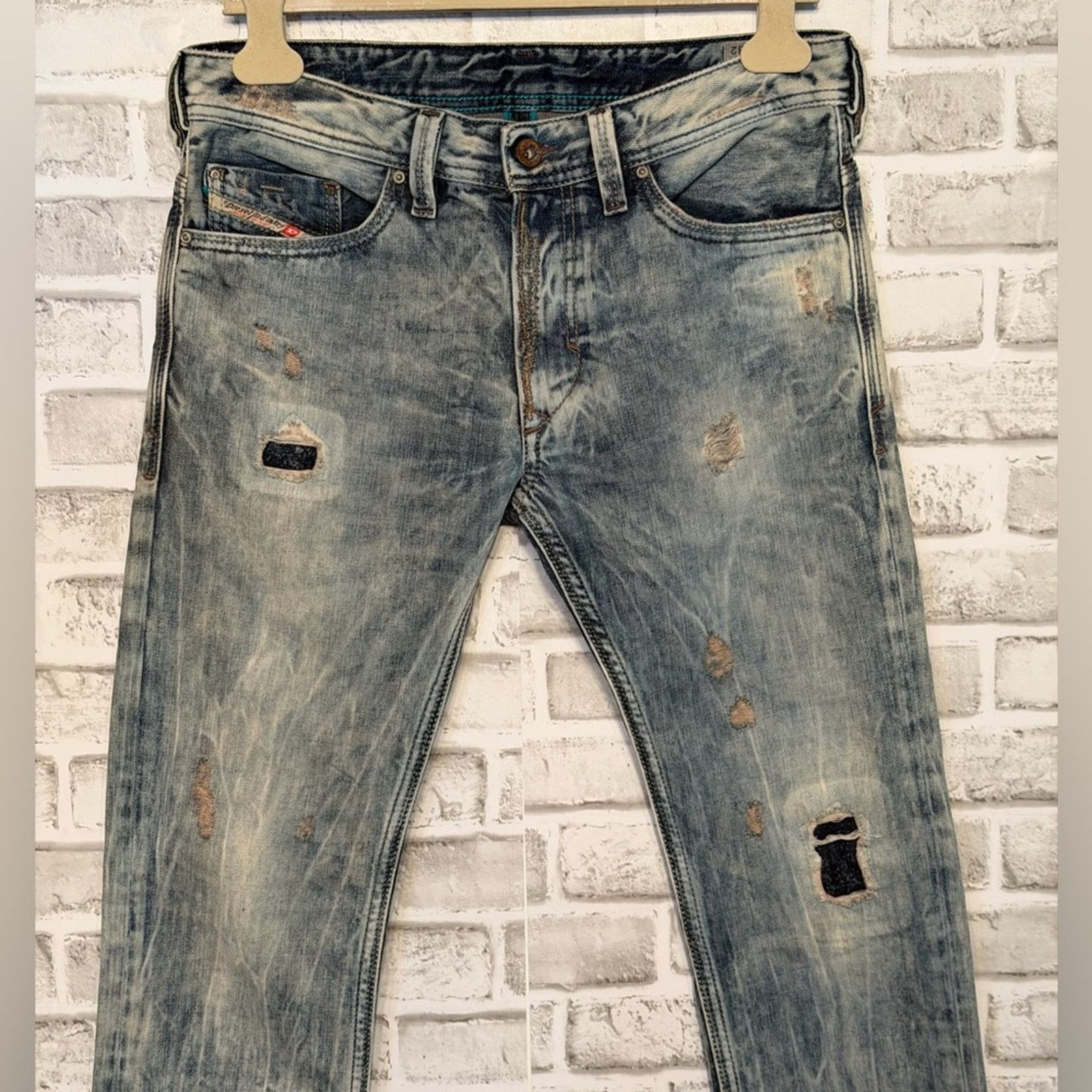 Diesel Thanaz Distressed Jeans size 30 Slim 813z Acid Wash Patched Size US 30 / EU 46 - 3 Thumbnail