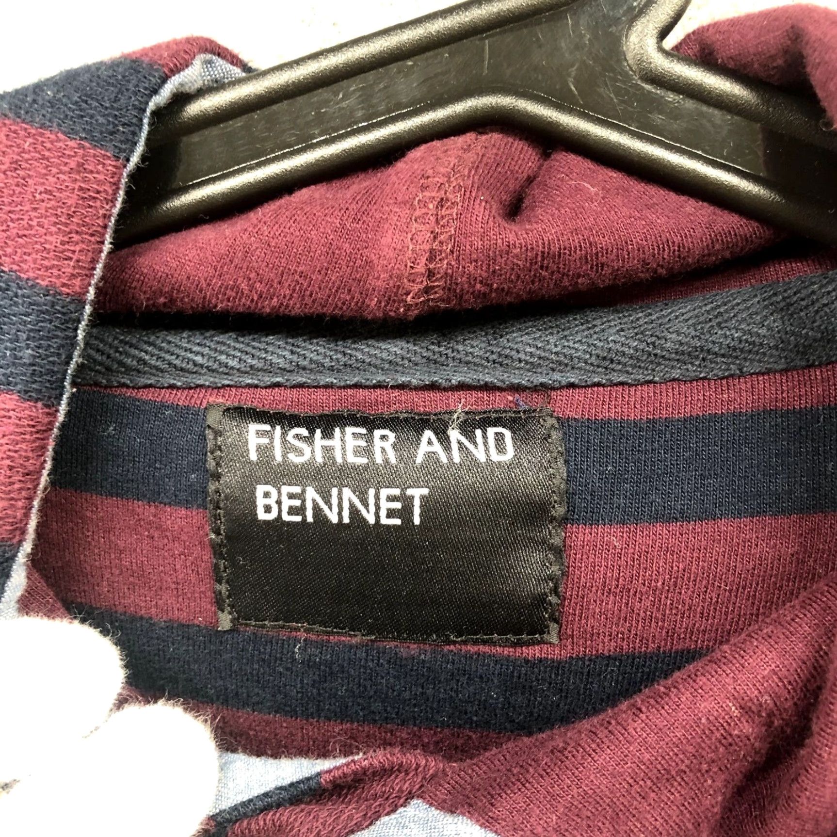 Vintage Fisher And Bennet Hoodie Mens L Burgundy Blue Stripe Pullover Cotton Sweatshirt Size US L / EU 52-54 / 3 - 6 Thumbnail