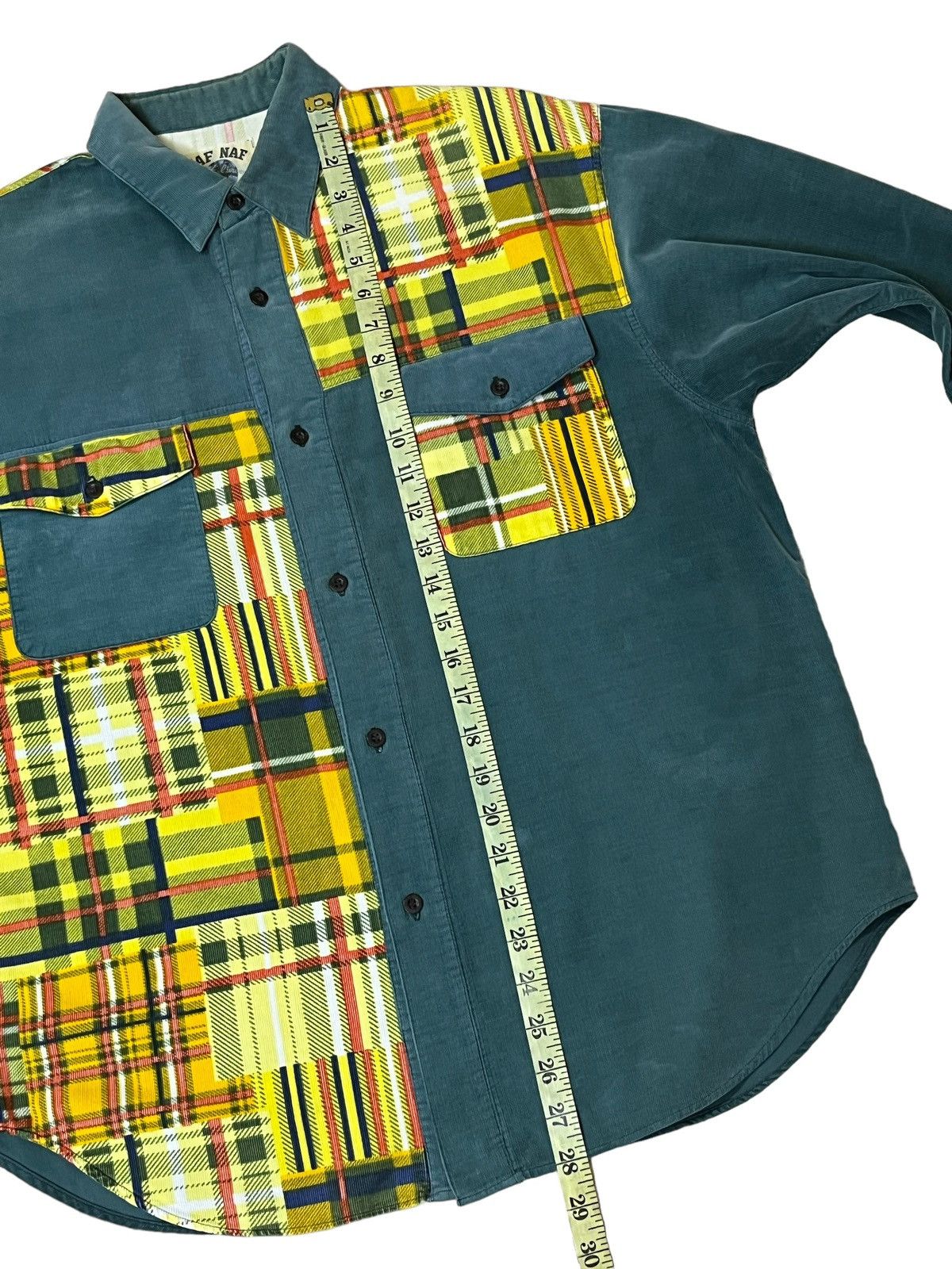 Issey Miyake JAPANESE BRAND NAF NAF CORDUROY PATCHWORK BUTTON UPS SHIRT Size US L / EU 52-54 / 3 - 8 Thumbnail