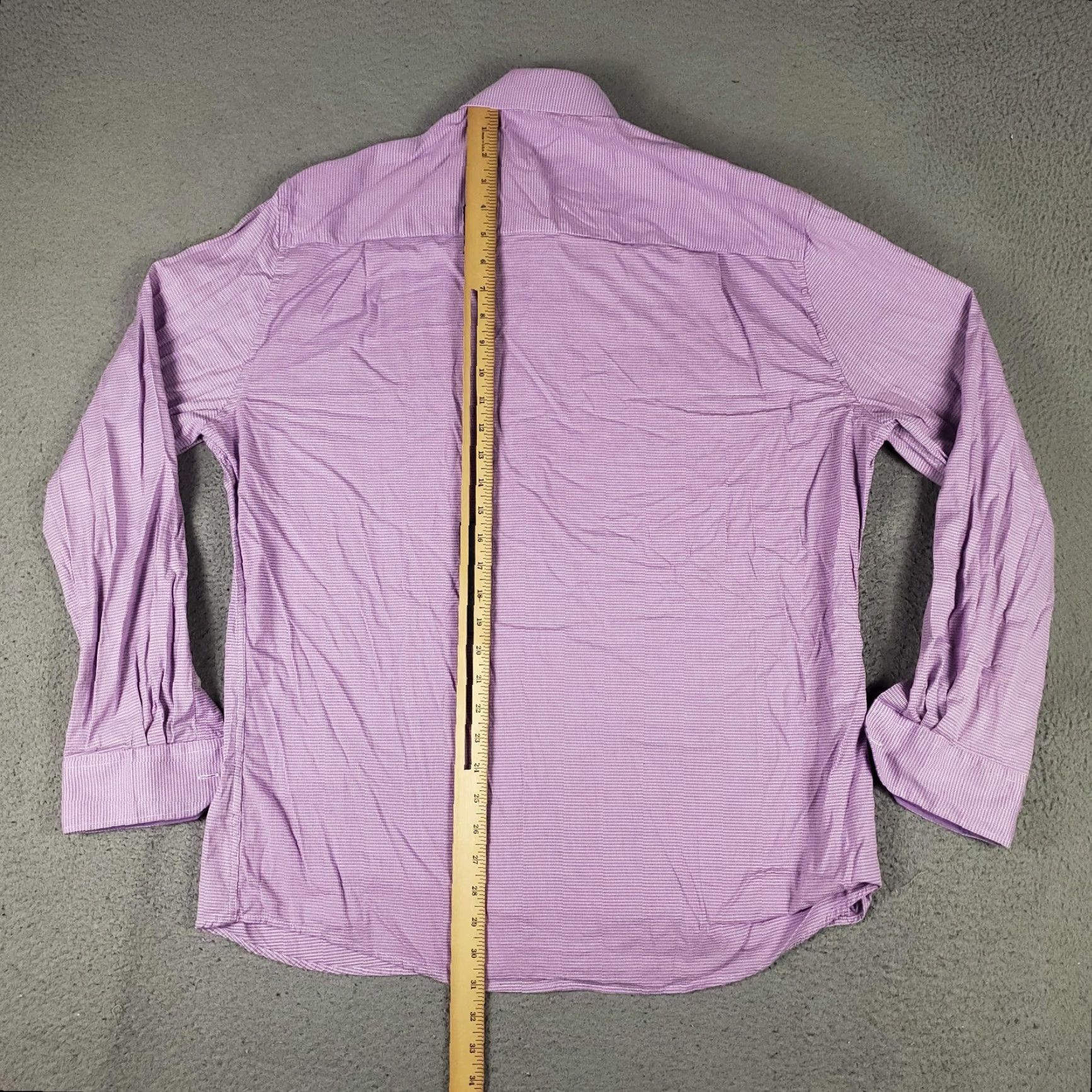 Vintage Duchamp London Dress Shirt Mens XL Slim Fit Purple Check Cotton Formal Button Up Collar Size 46R - 3 Thumbnail