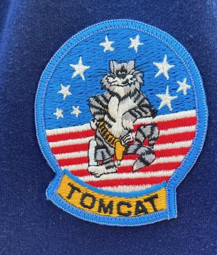 Vintage Vintage Tomcat Navy Patch Cardigan Blue Aviation Military L Size US L / EU 52-54 / 3 - 5 Thumbnail